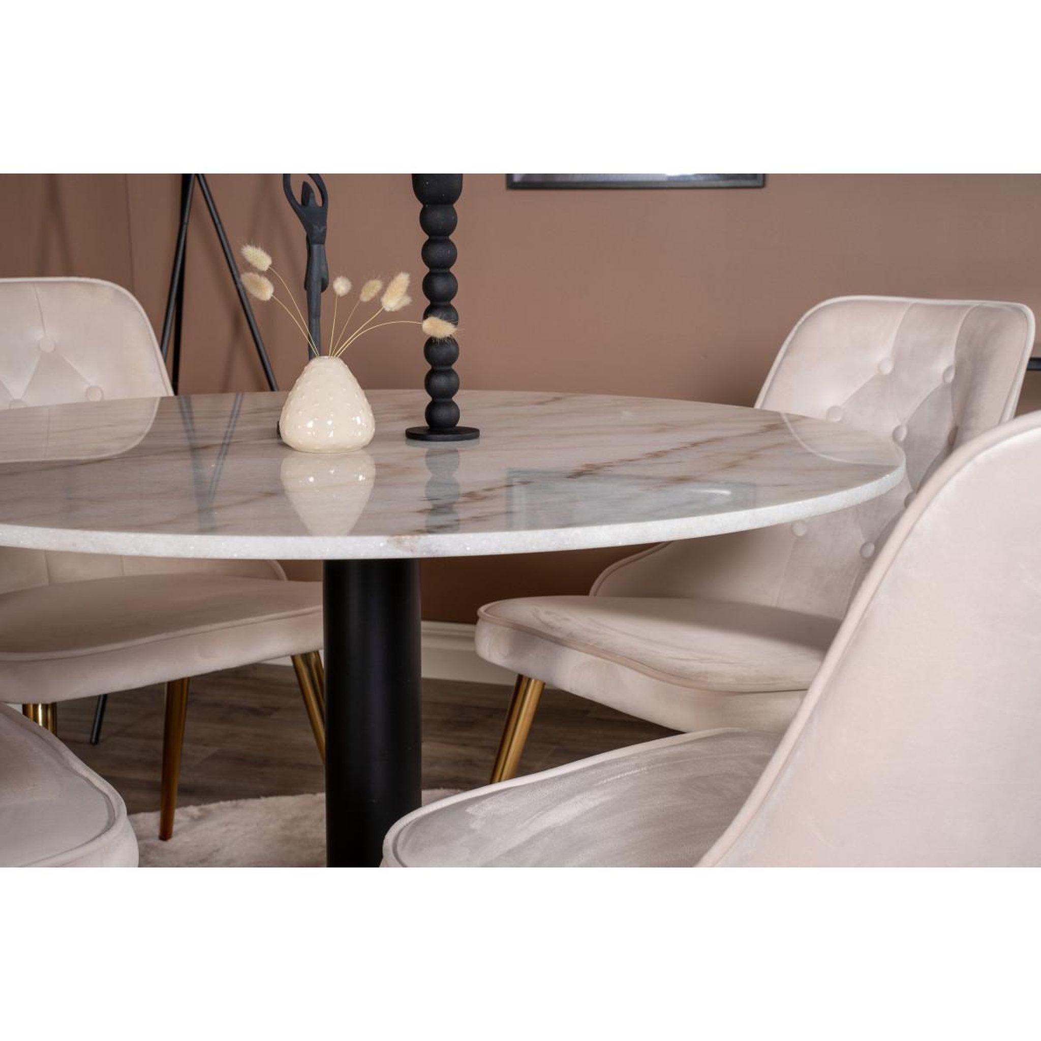 Voir la diapositive 6 : Paris Prix Ensemble table à manger & 4 chaises  estelle i & deluxe ii  106cm blanc & beige
