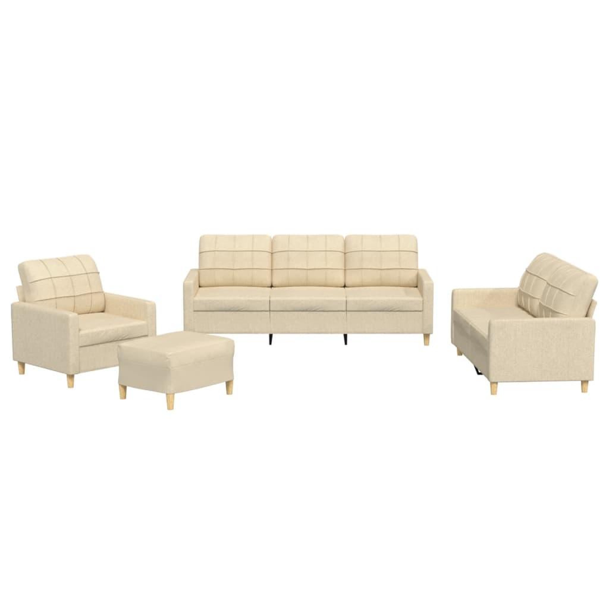 Voir la diapositive 2 : VIDAXL Ensemble de canapes 4 pcs avec coussins Creme Tissu