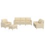 Voir la diapositive 2 : VIDAXL Ensemble de canapes 4 pcs avec coussins Creme Tissu