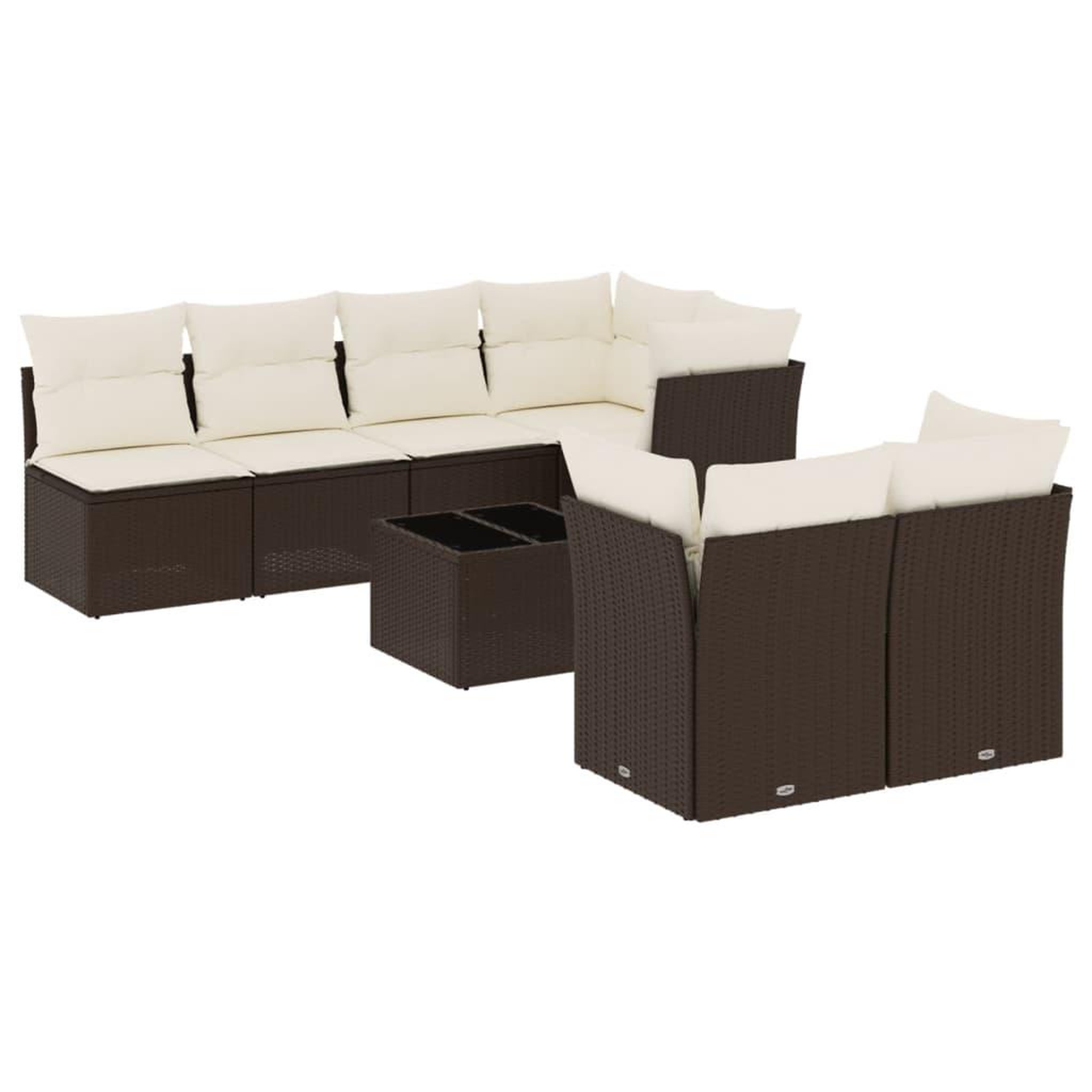 Voir la diapositive 2 : VIDAXL Salon de jardin 8 pcs avec coussins marron resine tressee