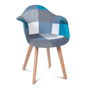 Voir la diapositive 3 : ID MARKET Lot de 2 chaises de salle à manger scandinaves, fauteuils de table SARA motifs patchworks bleus