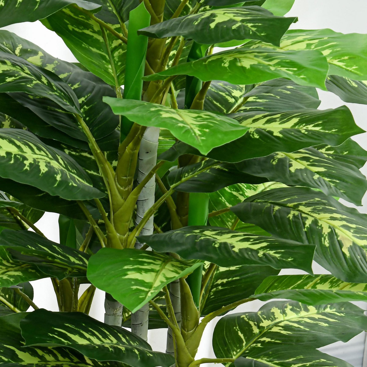 HOMCOM Arbre artificiel plante artificielle Calathea H. 120 cm tronc branches lichen feuilles grand réalisme pot inclus
