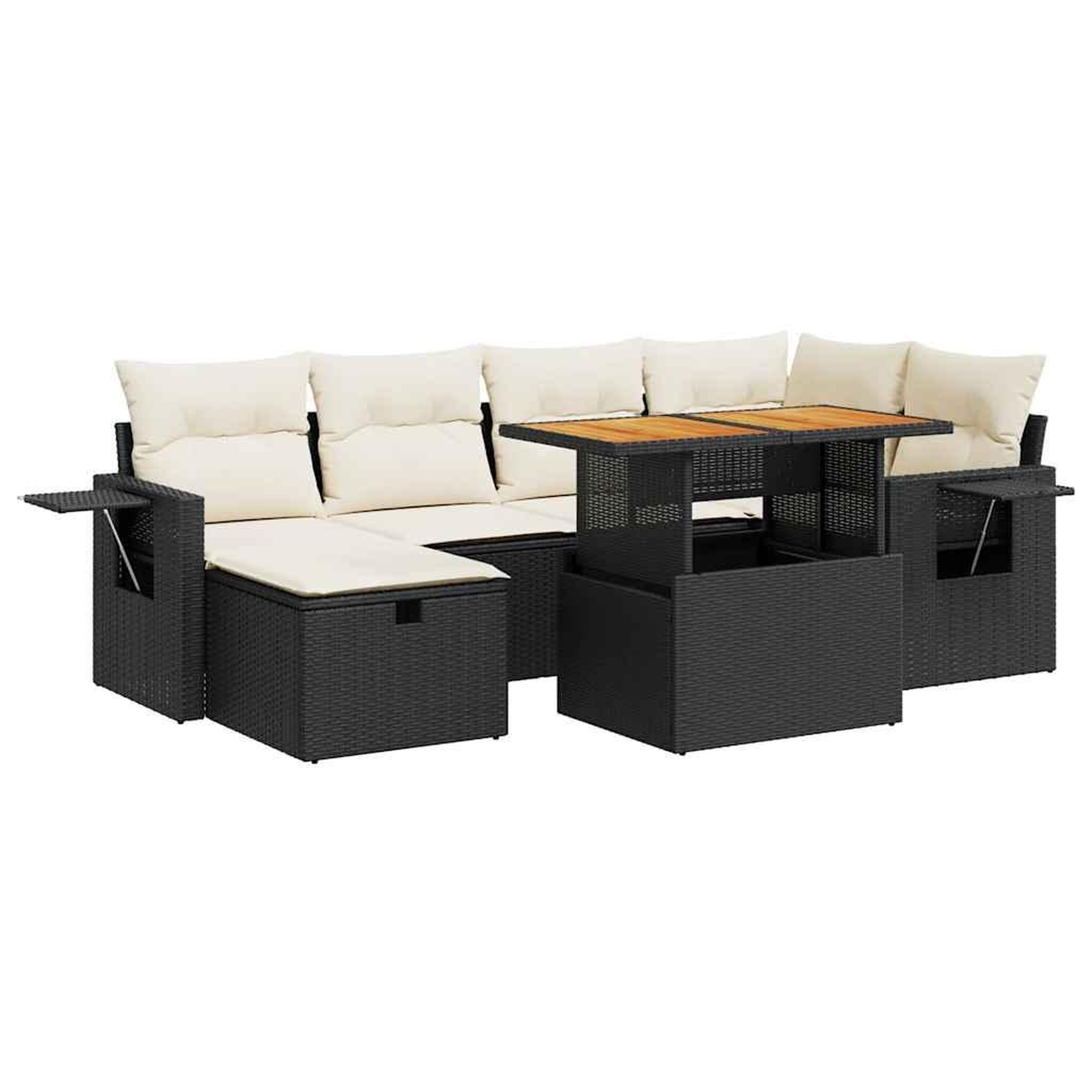 Voir la diapositive 2 : VIDAXL Salon de jardin avec coussins 8 pcs noir resine tressee acacia