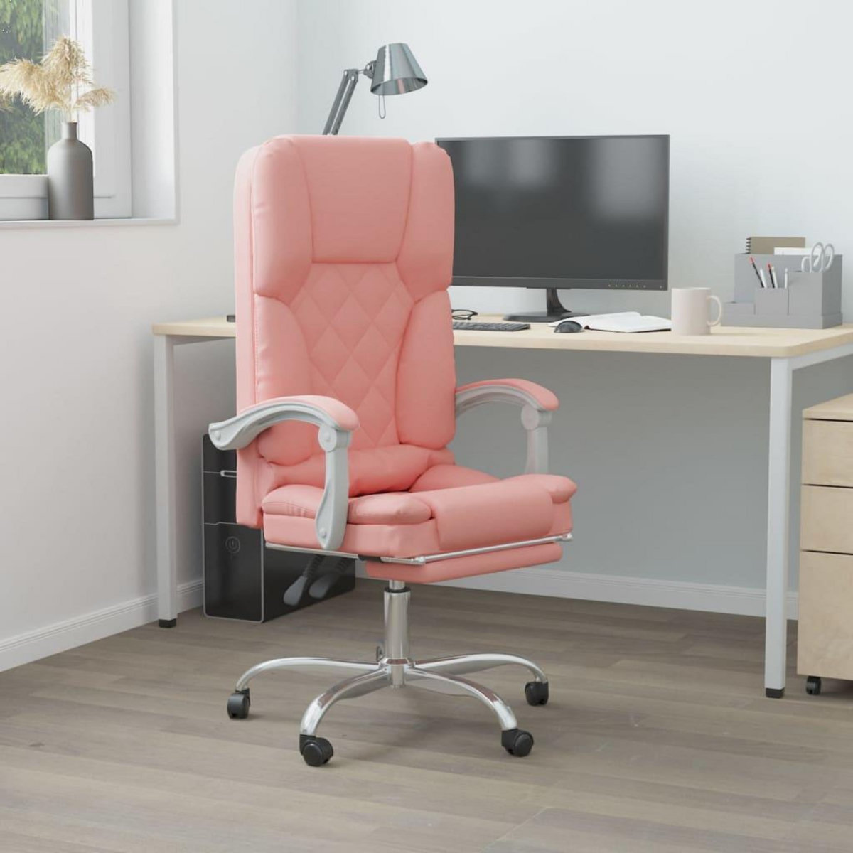VIDAXL Fauteuil de massage inclinable de bureau Rose Similicuir