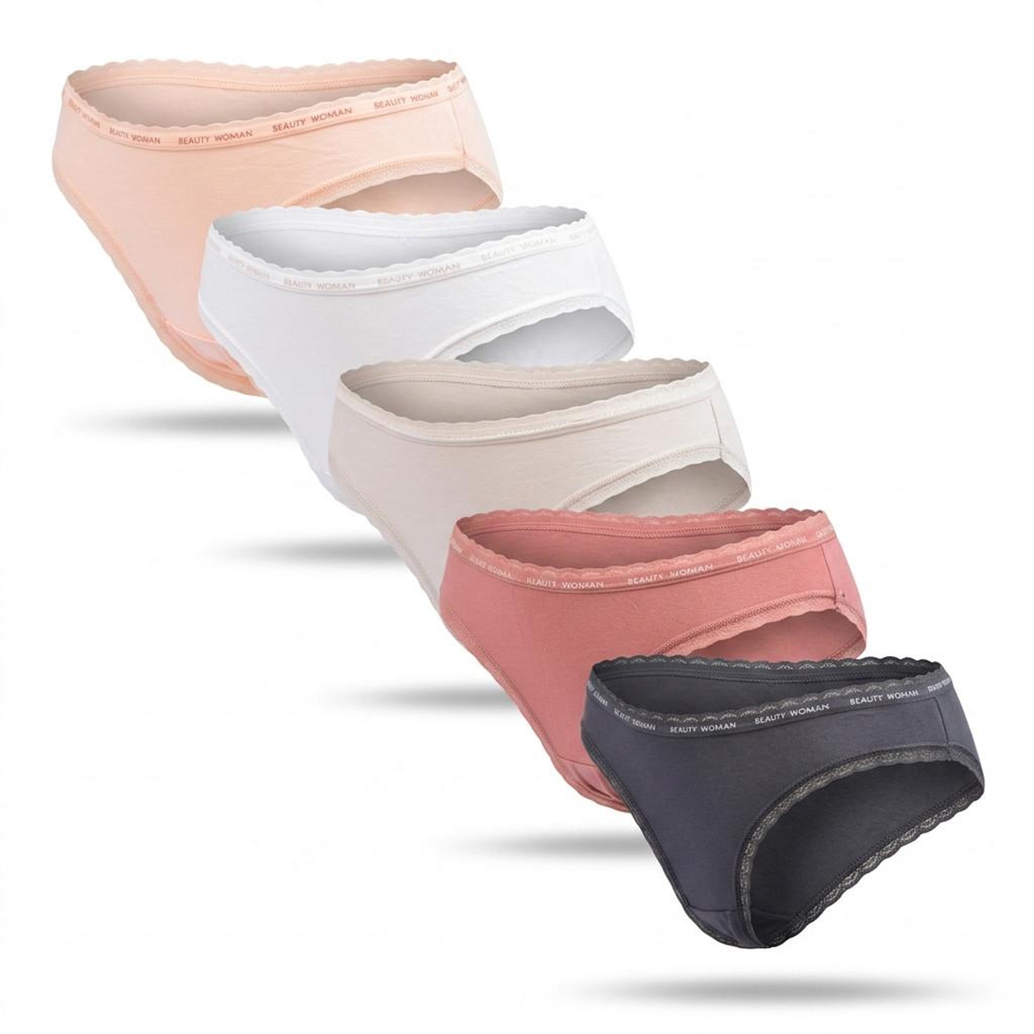 Voir la diapositive 1 : OZABI OZABI Lot 5 Culottes Femme Coton Mini Dentelle Nœud Satin