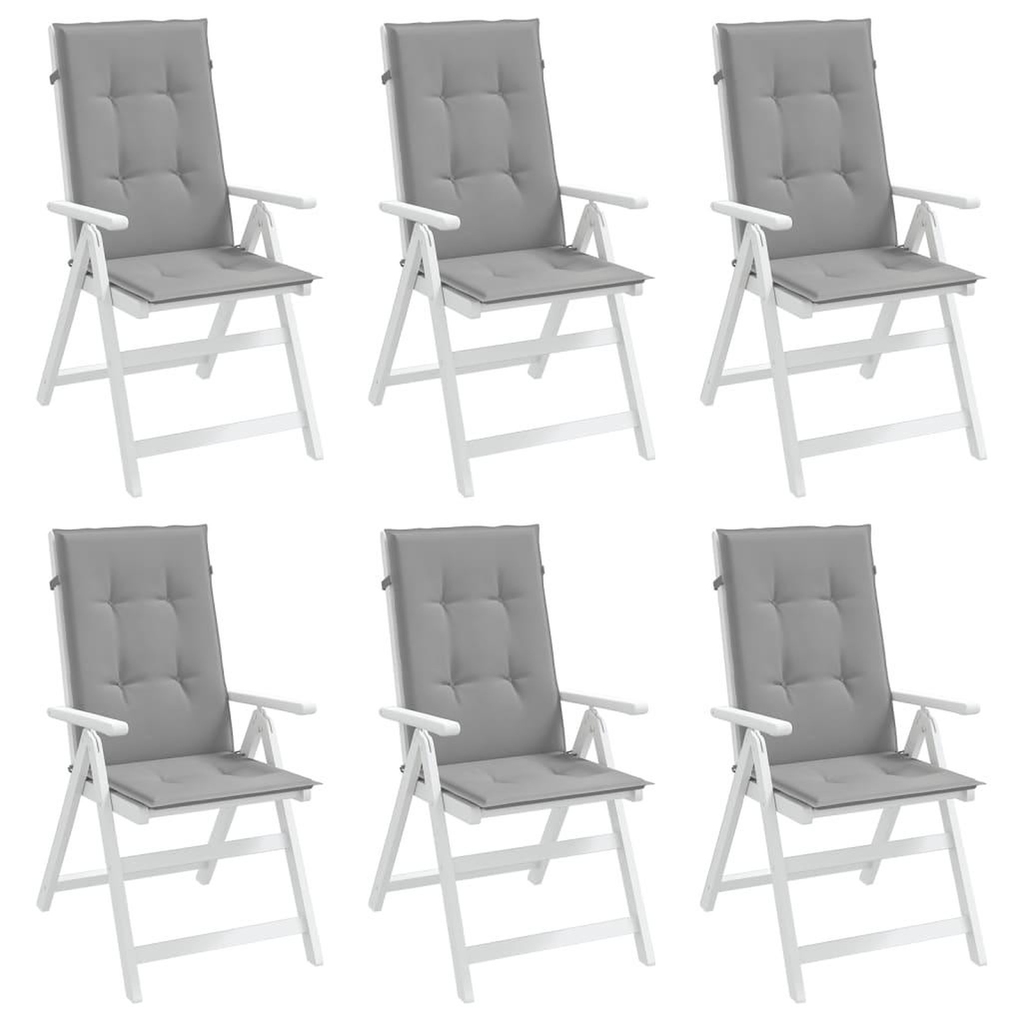 Voir la diapositive 4 : VIDAXL Coussins de chaise de jardin a dossier haut lot de 6 gris tissu