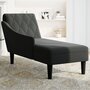 Voir la diapositive 3 : VIDAXL Fauteuil long avec coussin et accoudoir droit noir tissu
