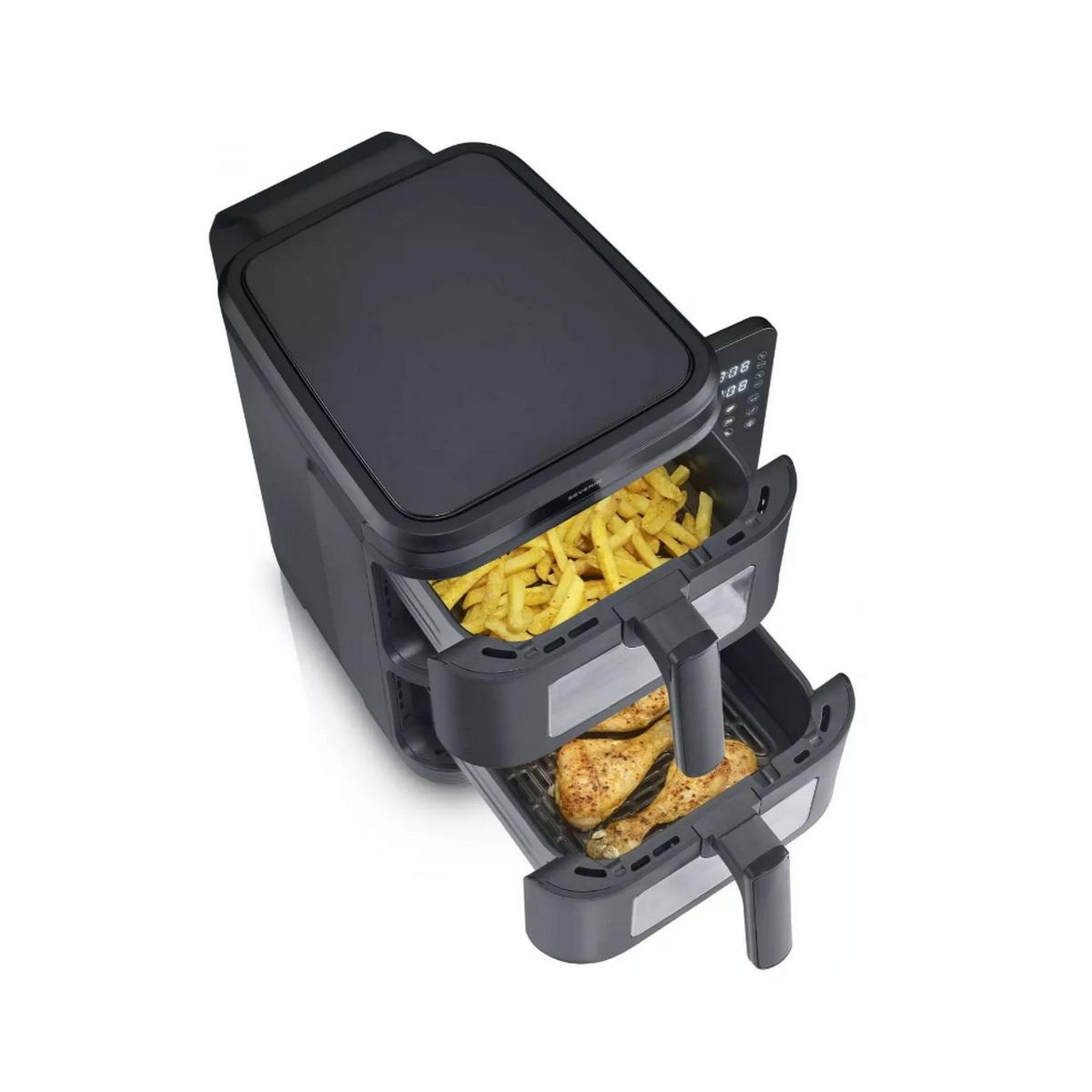 Voir la diapositive 2 : SEVERIN Friteuse sans huile 2x5.5l 2600w noir - fr2468