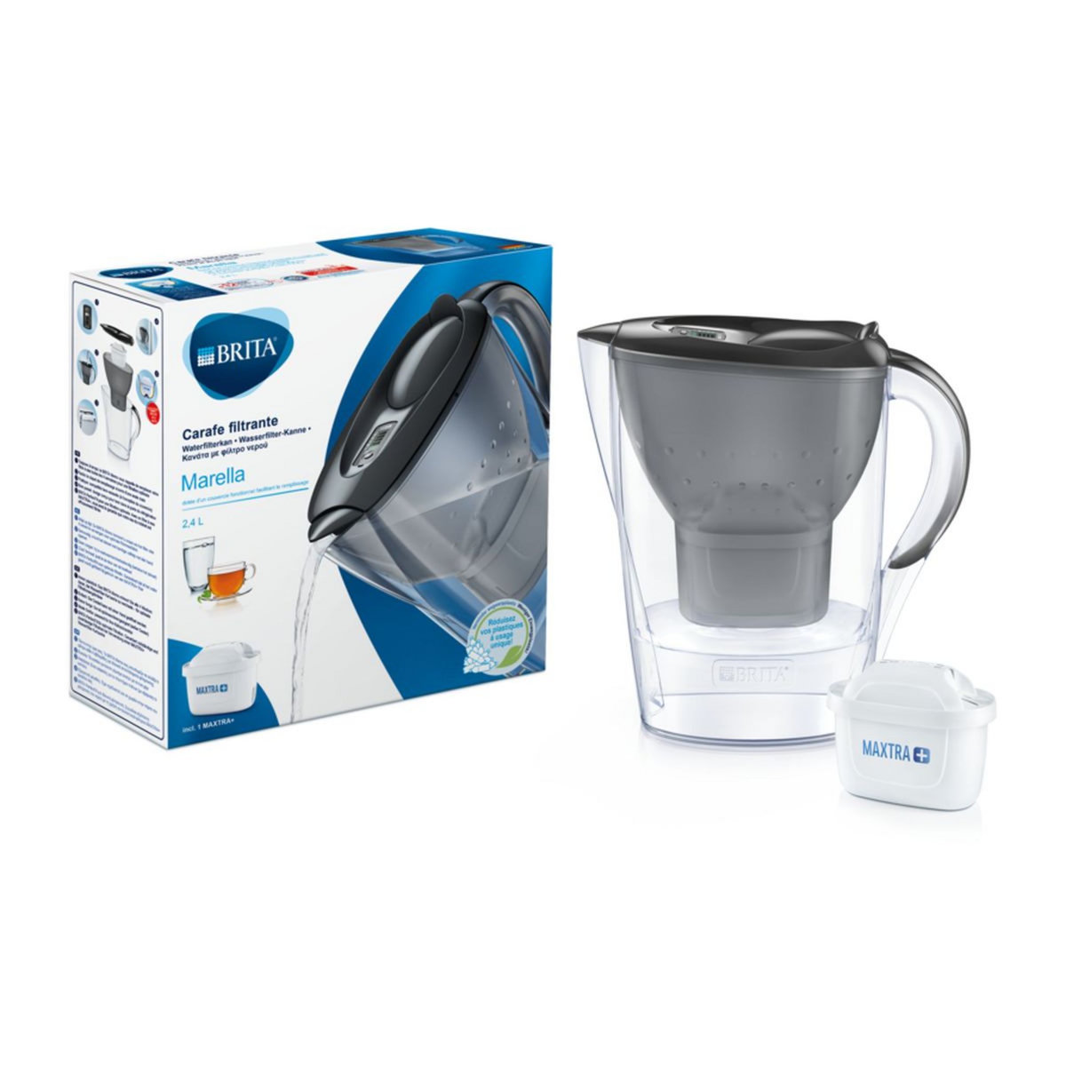 BRITA Carafe filtrante Marella graphite 1 filtre MAXTRA+ inclus              
