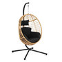 Voir la diapositive 1 : ID MARKET Fauteuil oeuf suspendu ajouré effet rotin avec coussin noir