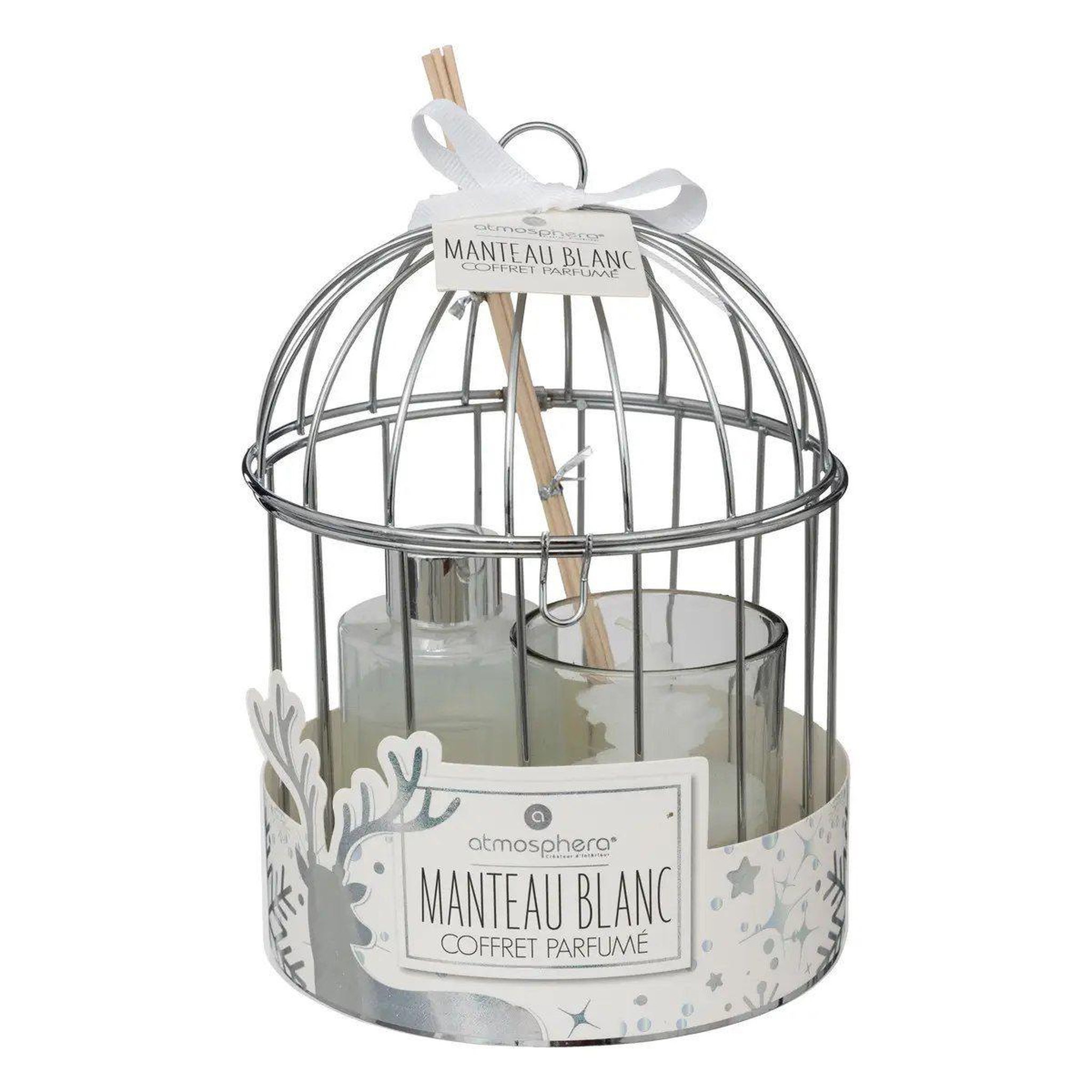 ATMOSPHERA Coffret bougie & diffuseur parfum  lola  20cm blanc