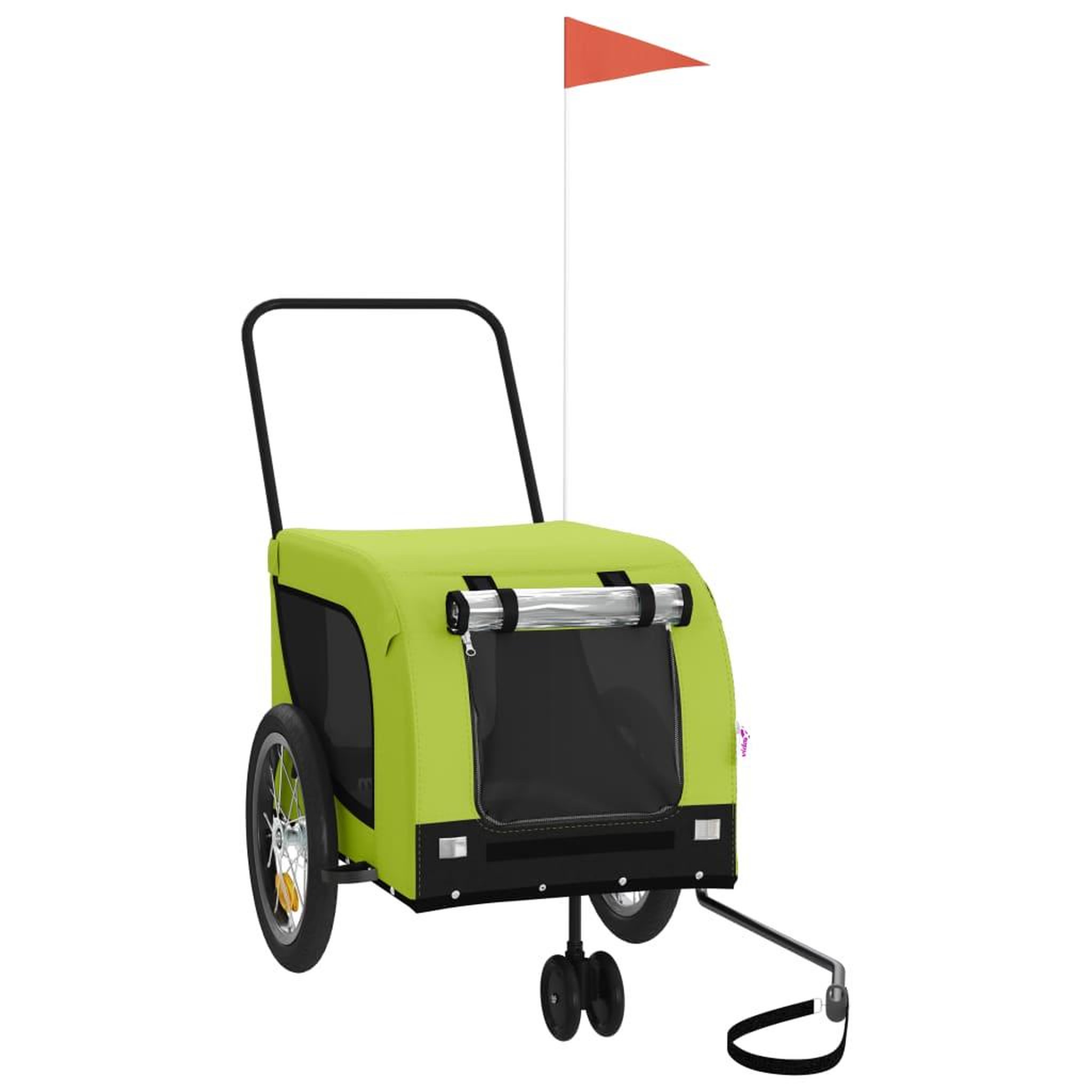 Voir la diapositive 2 : VIDAXL Remorque de velo pour animaux de compagnie vert et noir