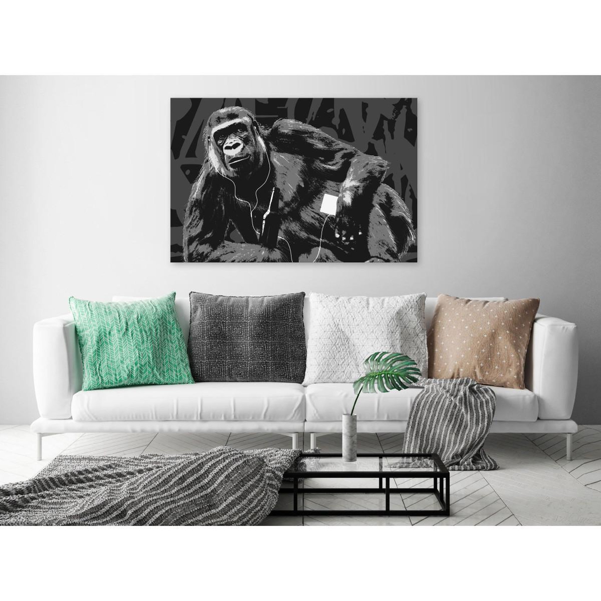 Voir la diapositive 2 : Paris Prix Tableau Imprimé  Pop Art Monkey Narrow Grey