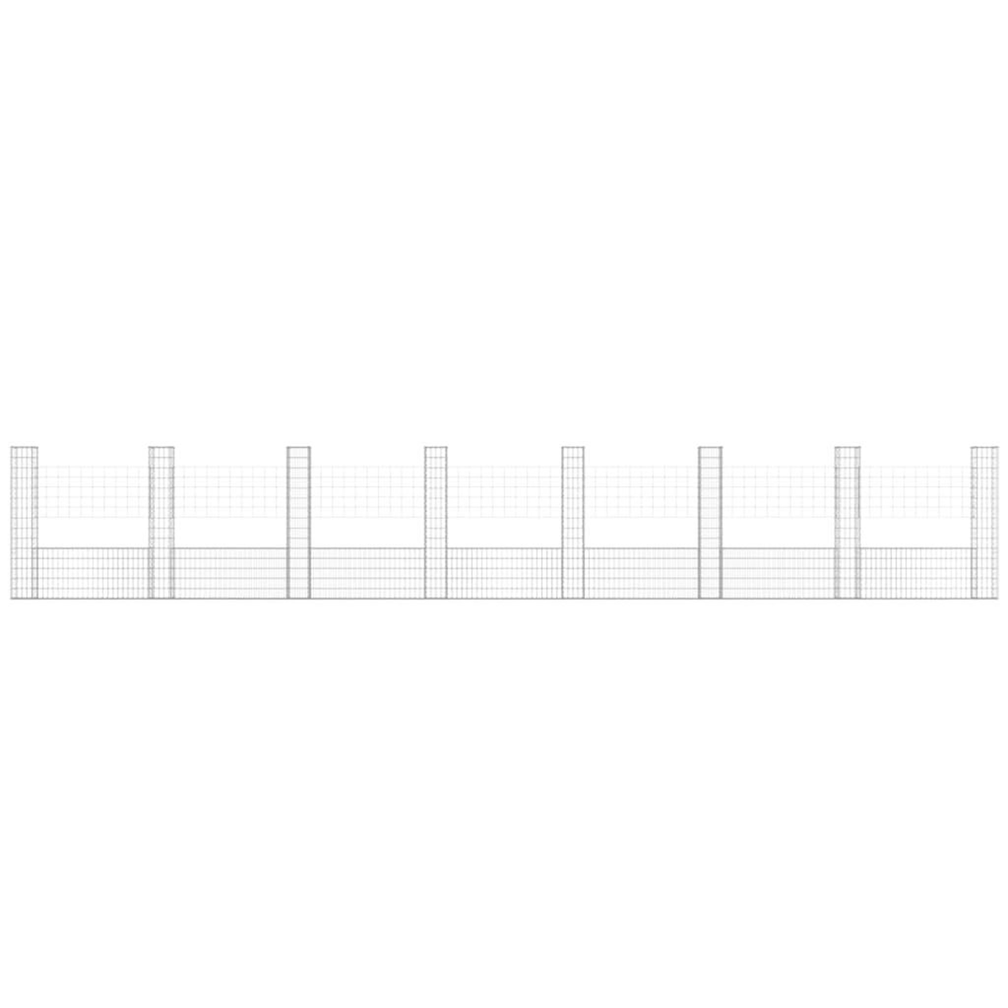 Voir la diapositive 3 : VIDAXL Panier de gabion en forme de U avec 8 poteaux Fer 860x20x150 cm