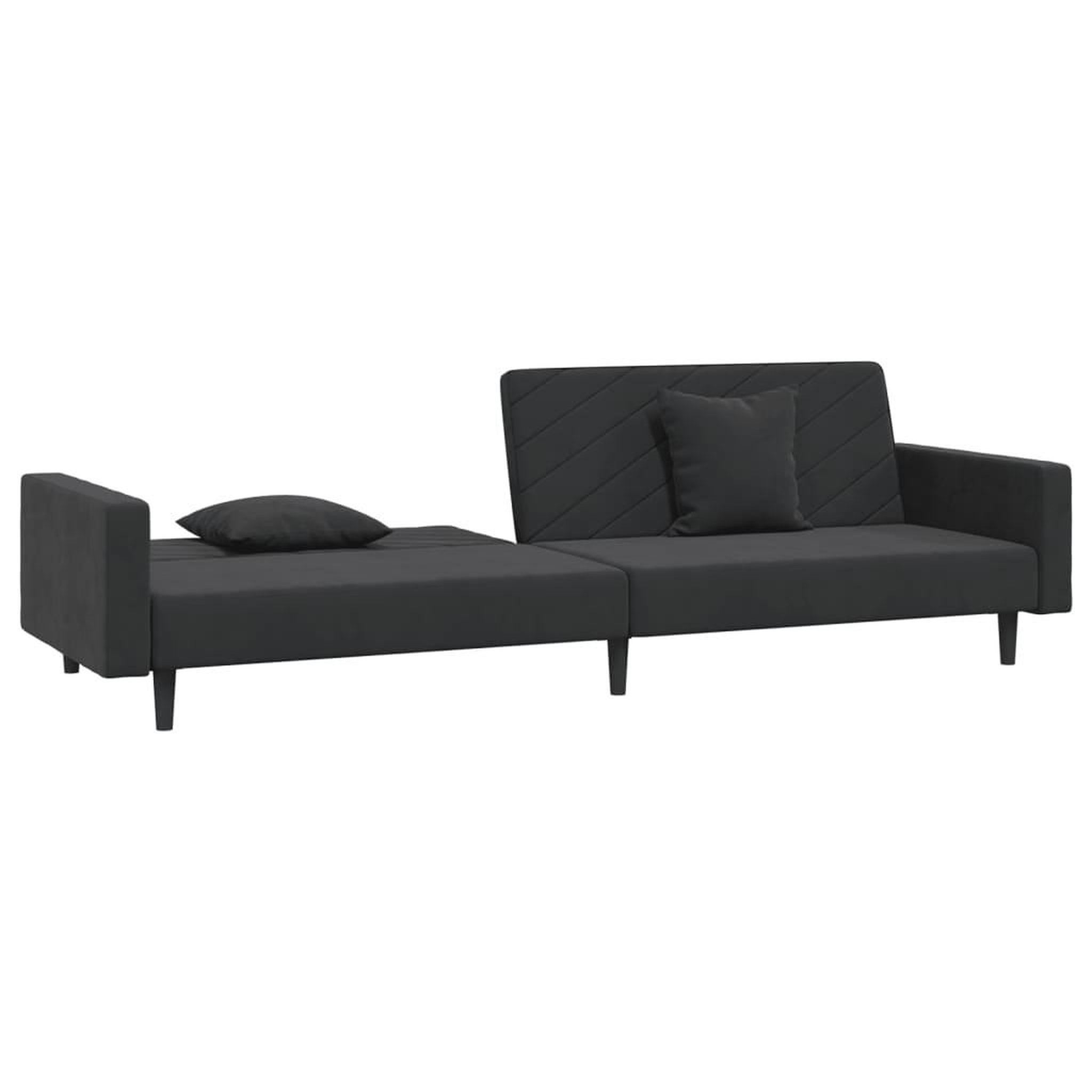 Voir la diapositive 4 : VIDAXL Canape-lit a 2 places avec deux oreillers Noir Velours