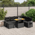 VIDAXL Salon de jardin 8 pcs avec coussins noir resine tressee