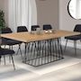 Voir la diapositive 2 : ID MARKET Table à manger extensible rectangle YUNA 6-10 personnes plateau bois et pied filaire en métal noir 160 - 200 cm