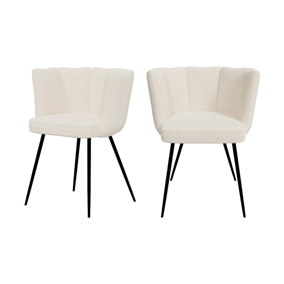 Rendez vous déco Lot de 2 chaises en tissu bouclé beige et pieds en métal - Cosette