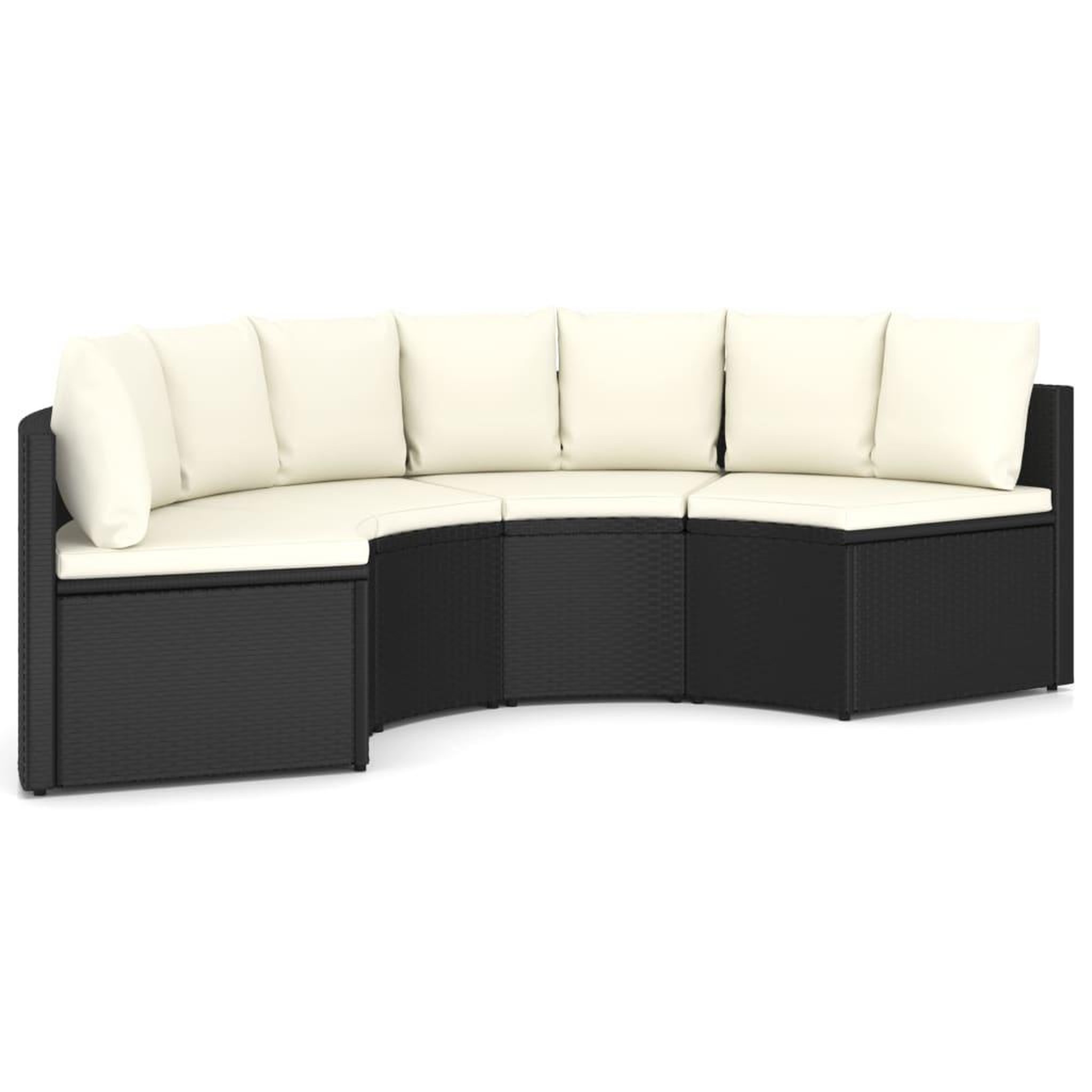 VIDAXL Salon de jardin 4 pcs avec coussins Resine tressee Noir