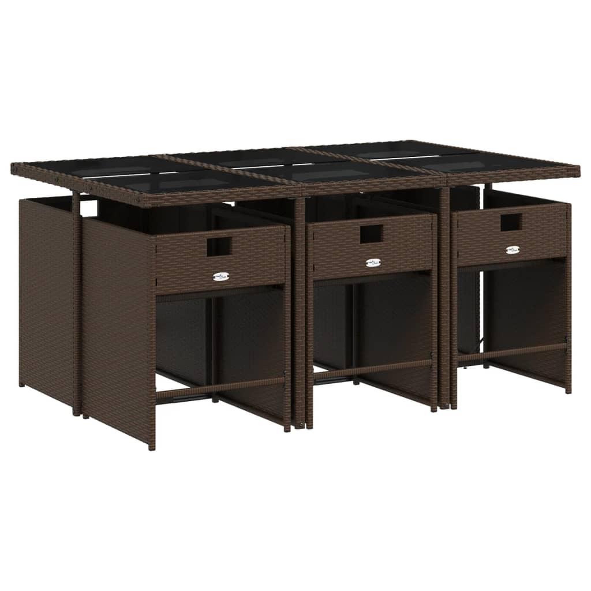 Voir la diapositive 3 : VIDAXL Ensemble a manger de jardin et coussins 7 pcs marron rotin