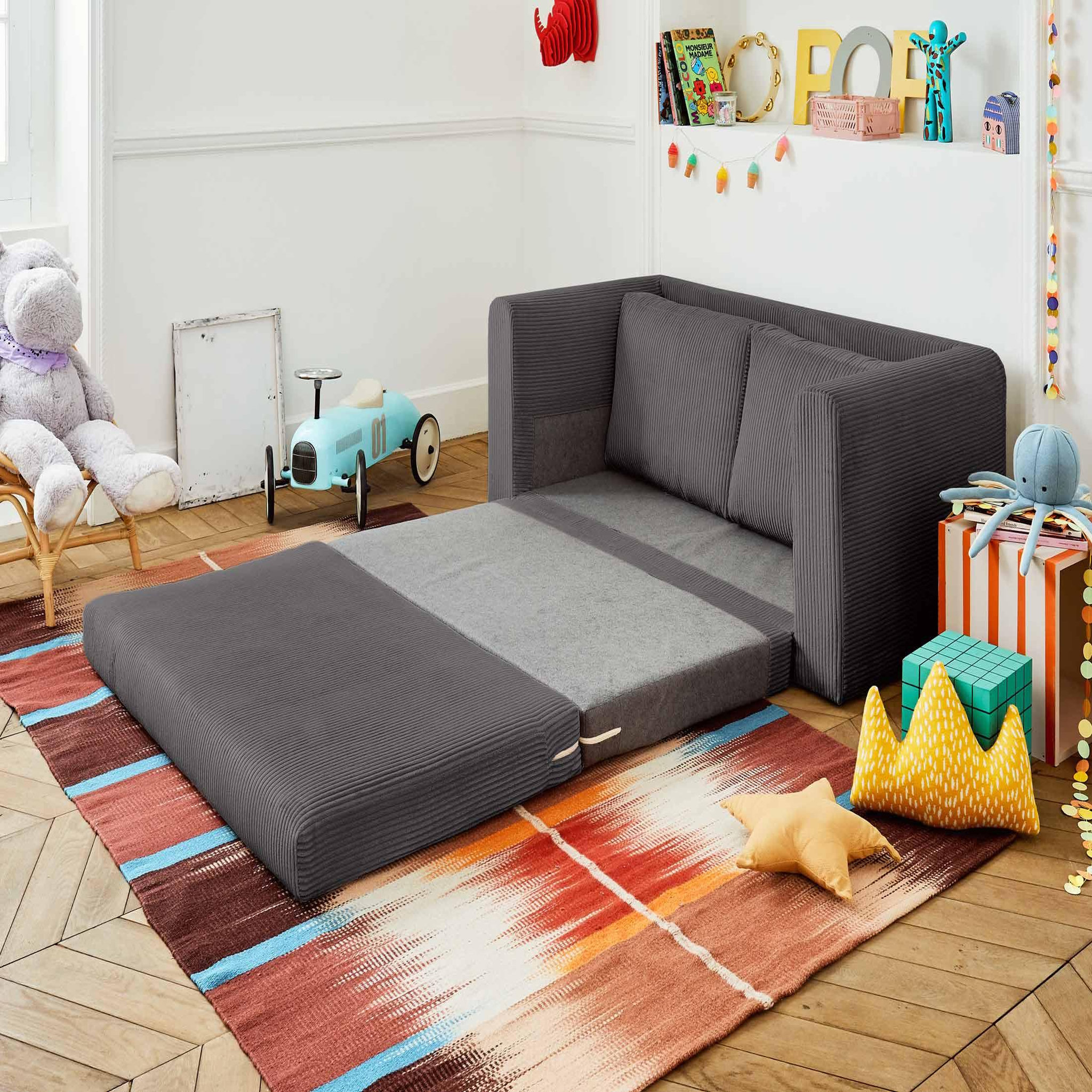 Voir la diapositive 2 : BEST MOBILIER Marilia - canapé 2 places - convertible déplimousse - en velours côtelé