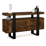 ID MARKET Buffet 140 cm PHOENIX 4 portes bois effet vieilli et noir