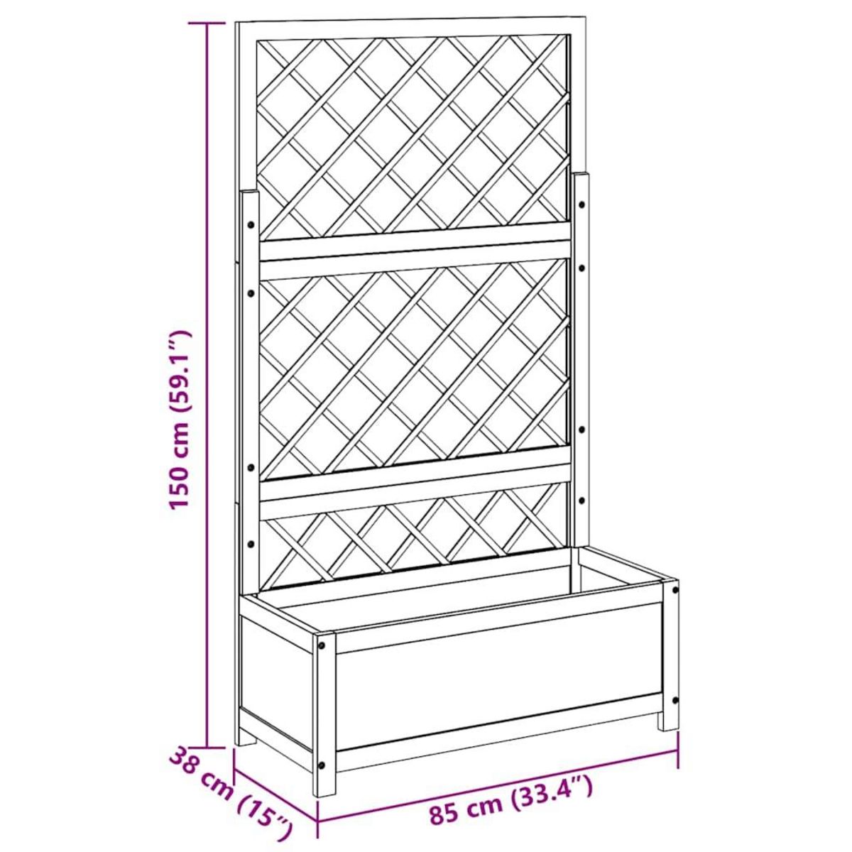 VIDAXL Lit sureleve avec treillis 85x38x150 cm Bois massif d'acacia