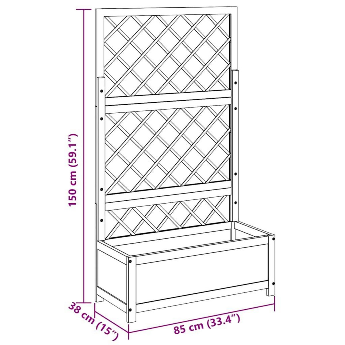 VIDAXL Lit sureleve avec treillis 85x38x150 cm Bois massif d'acacia