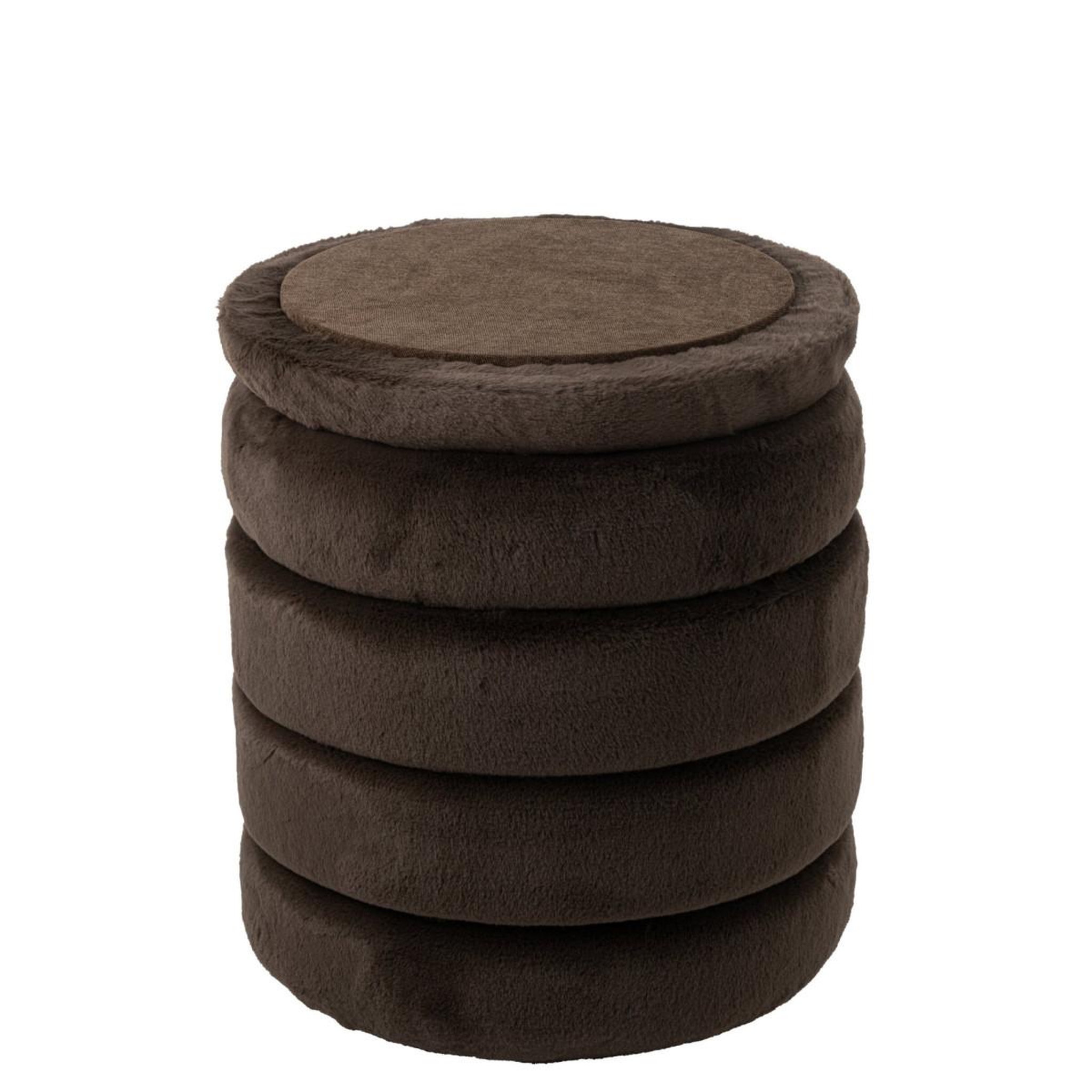 Voir la diapositive 2 : J-LINE Pouf coffre imitation fourrure  cotton  47cm marron