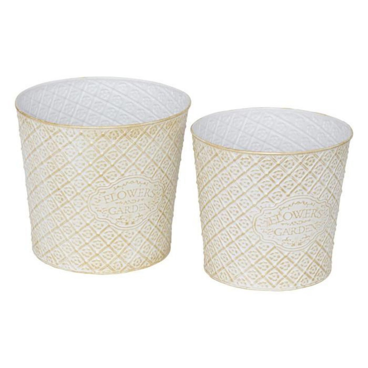 ATMOSPHERA Lot de 2 Cache-Pots en Métal  Tino  22cm Blanc