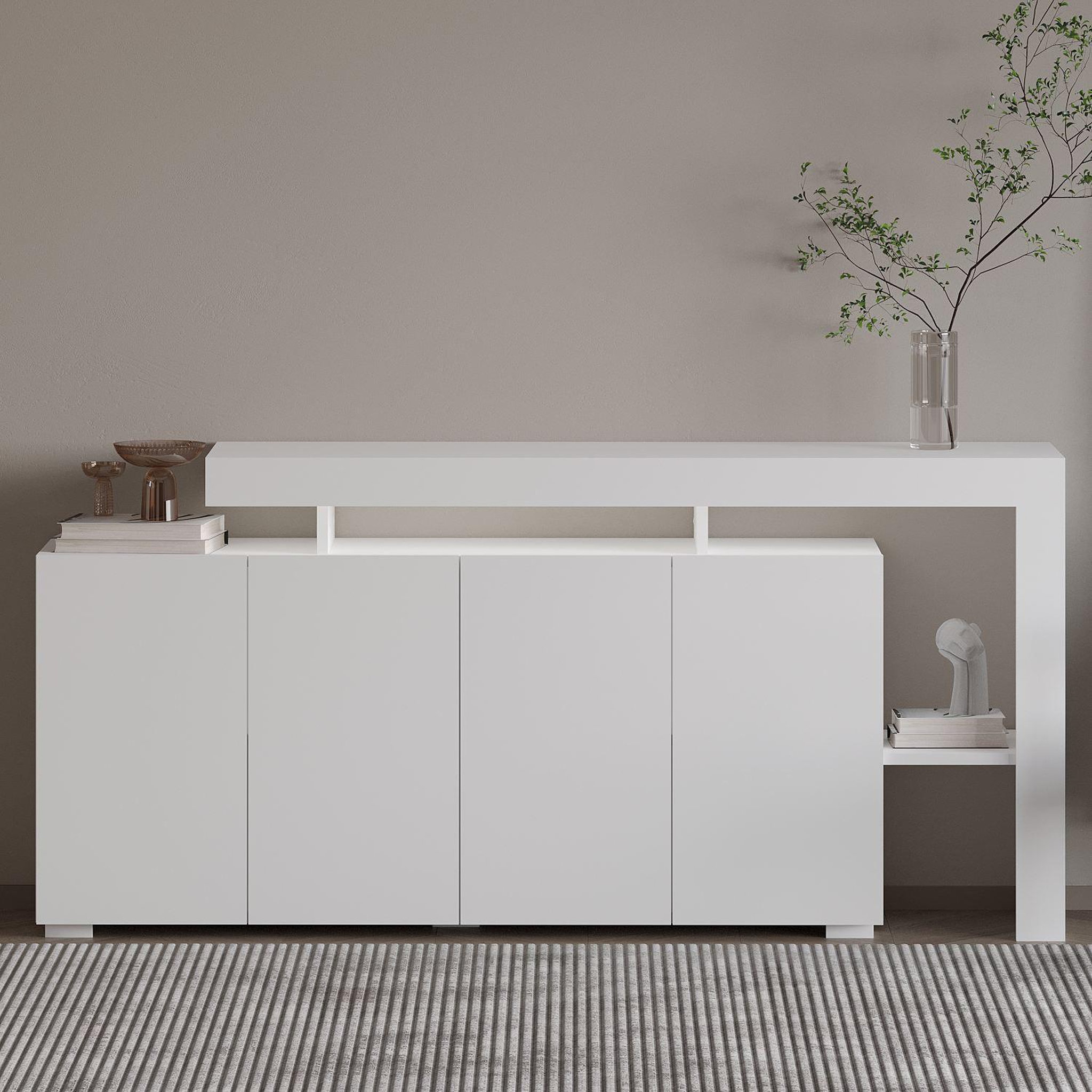 Voir la diapositive 2 : Habitat et Jardin Buffet en bois  beliz  - 170 x 35 x 80 cm - blanc