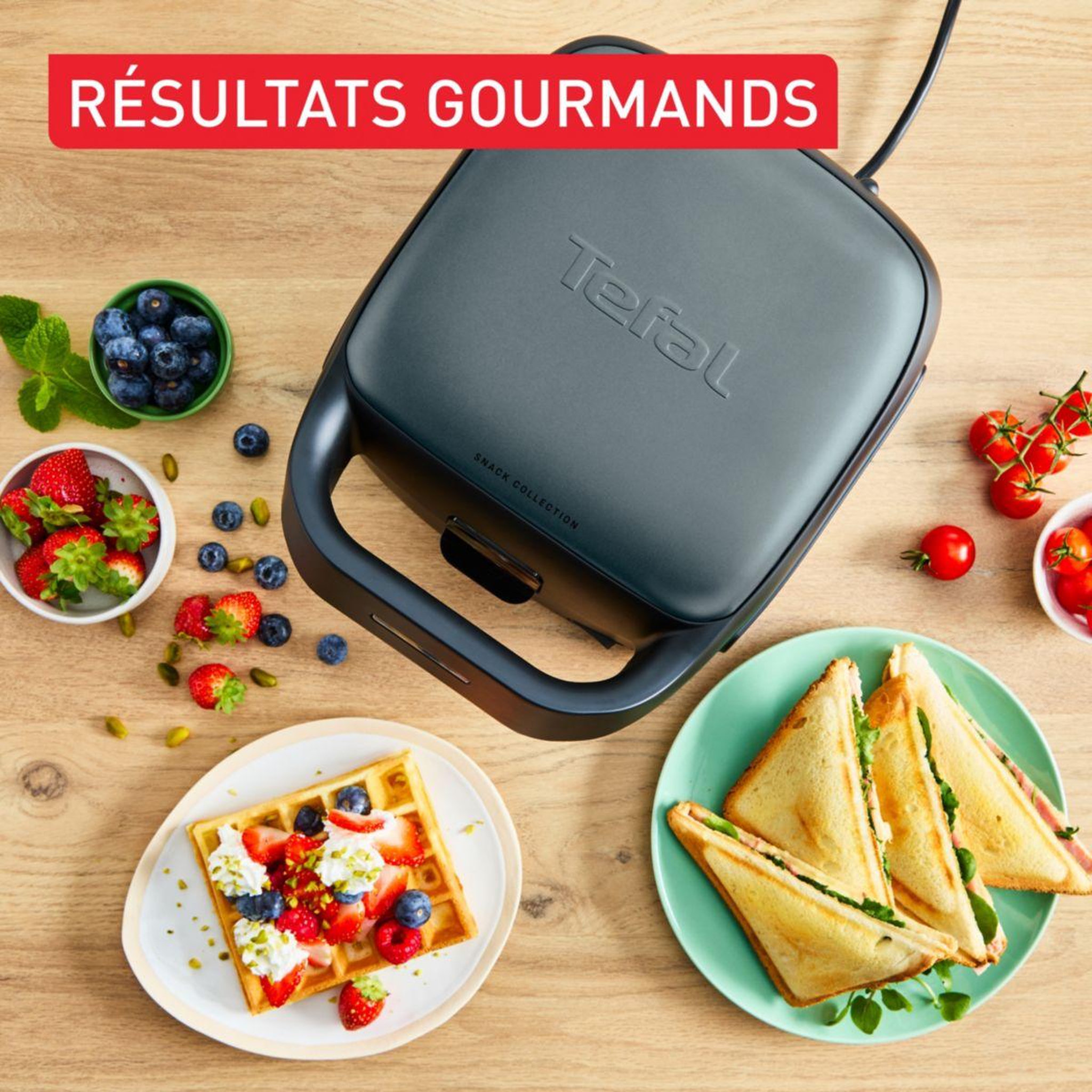 Voir la diapositive 3 : TEFAL Gaufrier, croque monsieur SW862BF0 snack collection