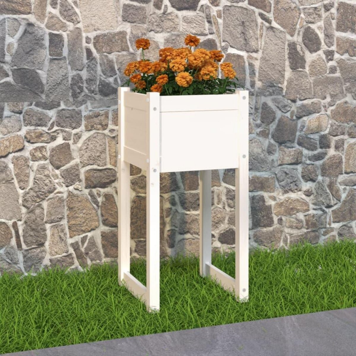 VIDAXL Jardiniere Blanc 40x40x81 cm Bois massif de pin