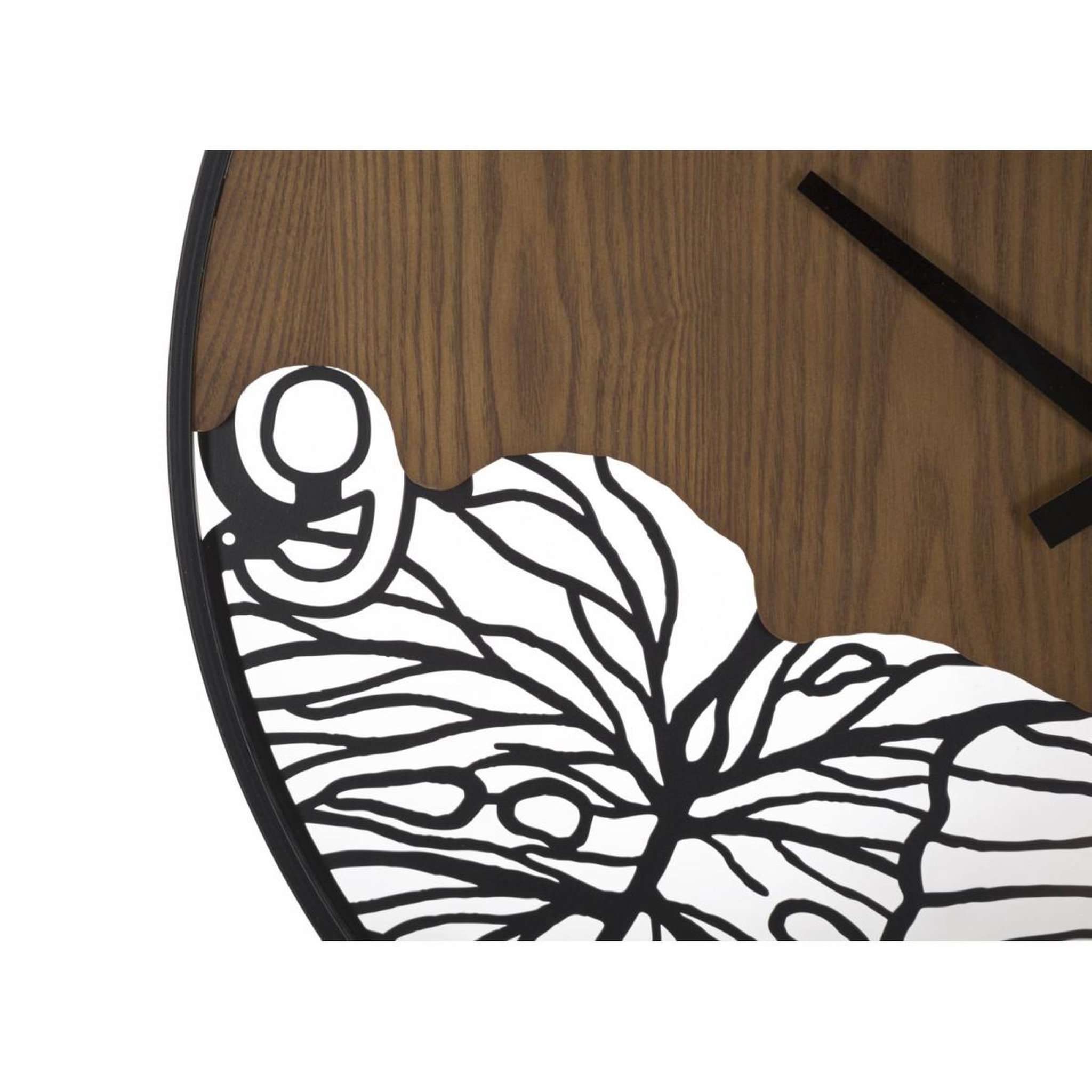Voir la diapositive 2 : Paris Prix Horloge murale design  leaf  60cm marron & noir