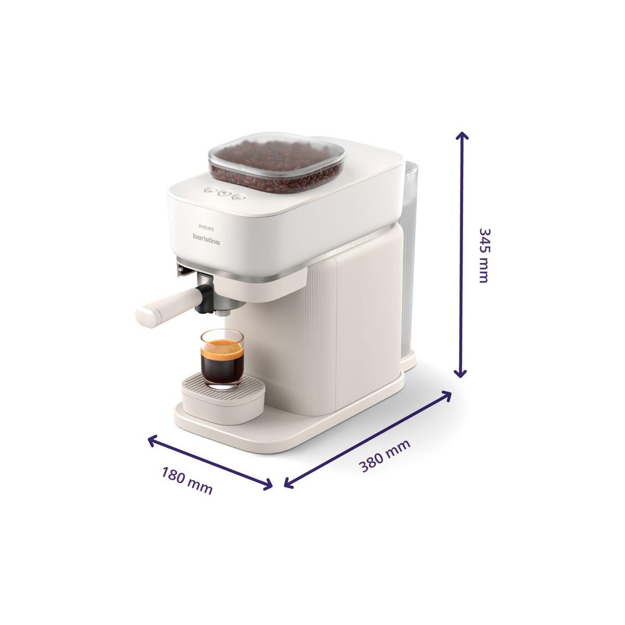 Voir la diapositive 2 : Philips Machine à expresso baristina bar300/00 cafetière à grain blanche