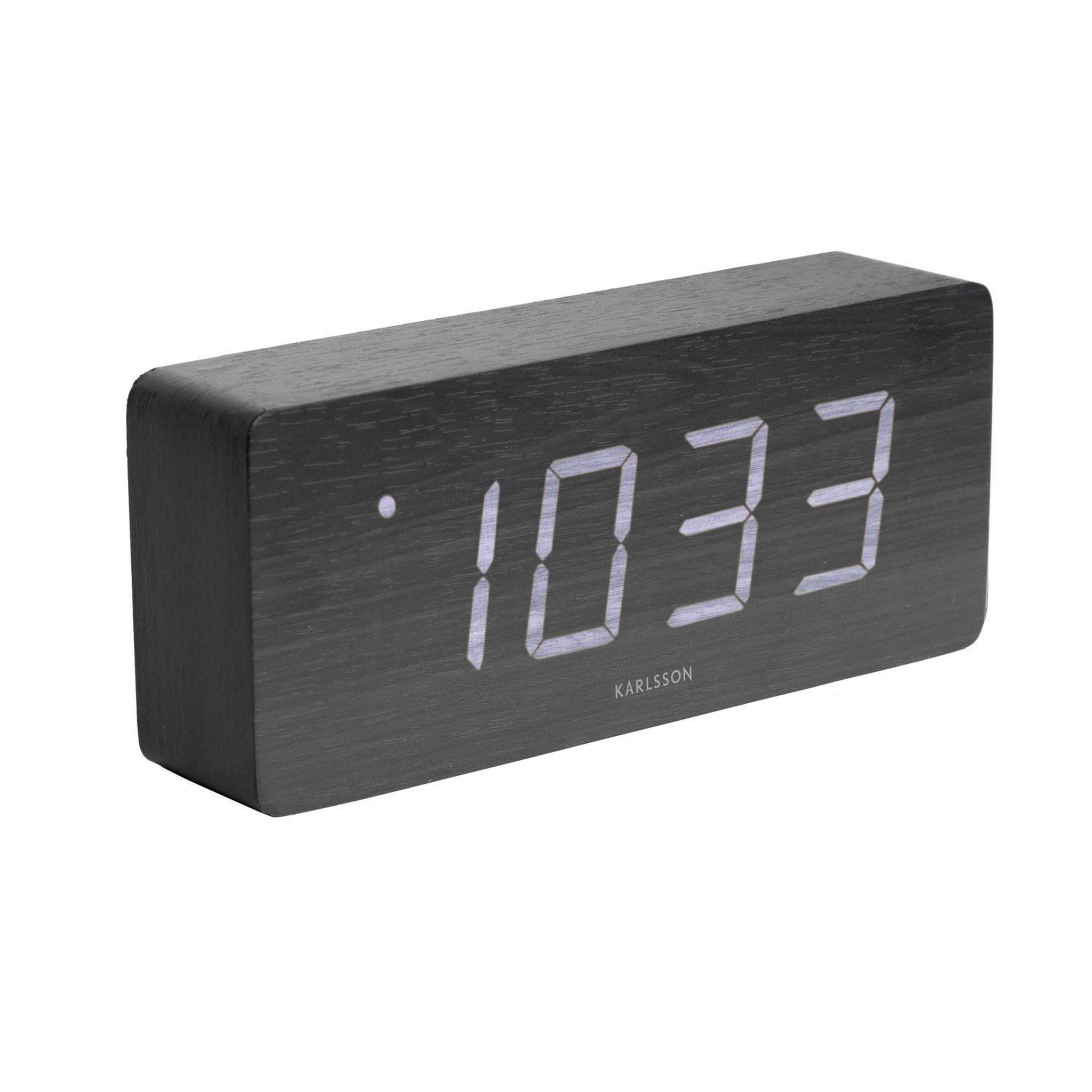 Karlsson Horloge réveil en bois Square - H. 9 cm. Coloris disponibles : Marron, Noir