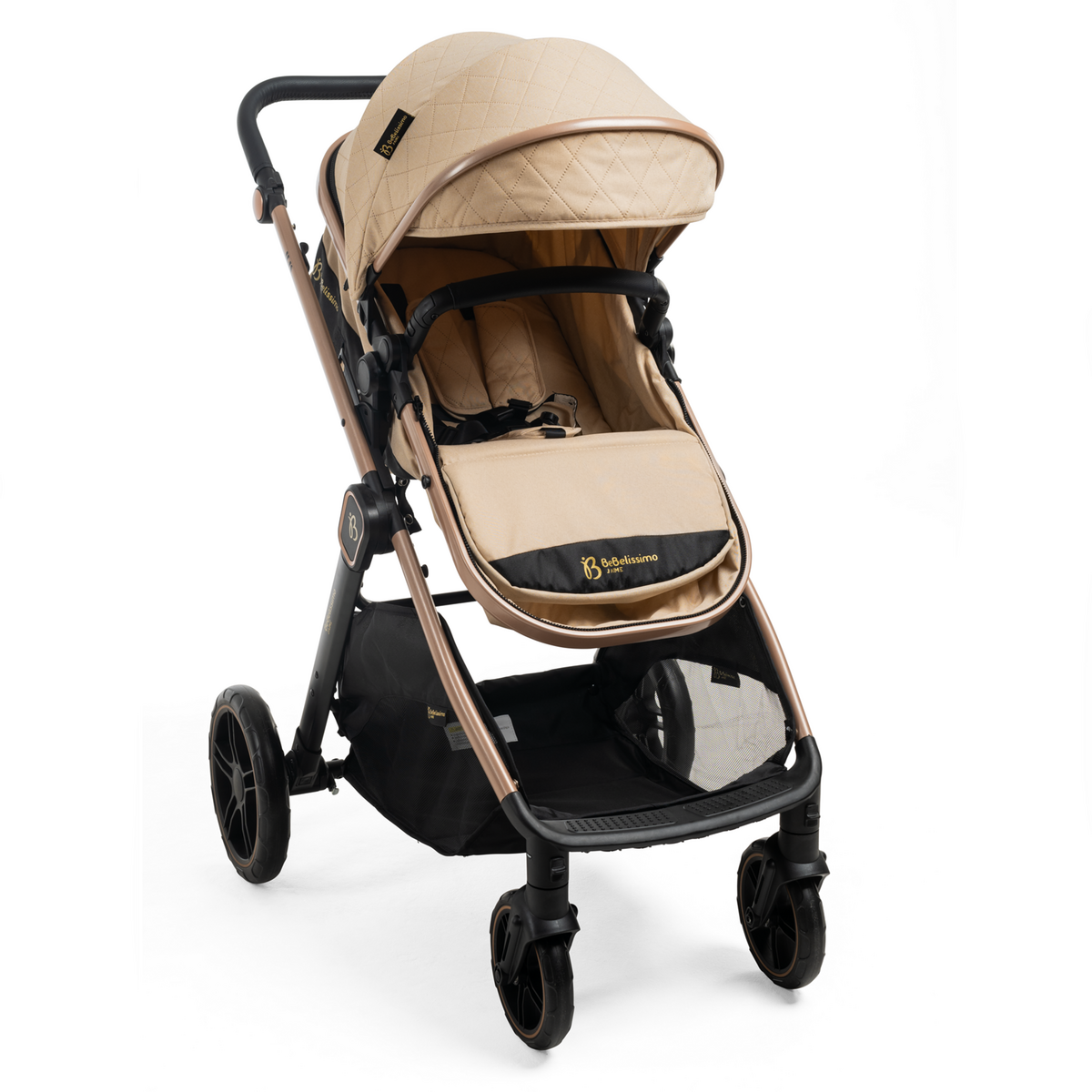 BEBELISSIMO BEBELISSIMO - Poussette combinée trio 3 en 1 - siège auto 0+ IRIS – nacelle – dès la naissance – jusqu'à 22kg  - beige