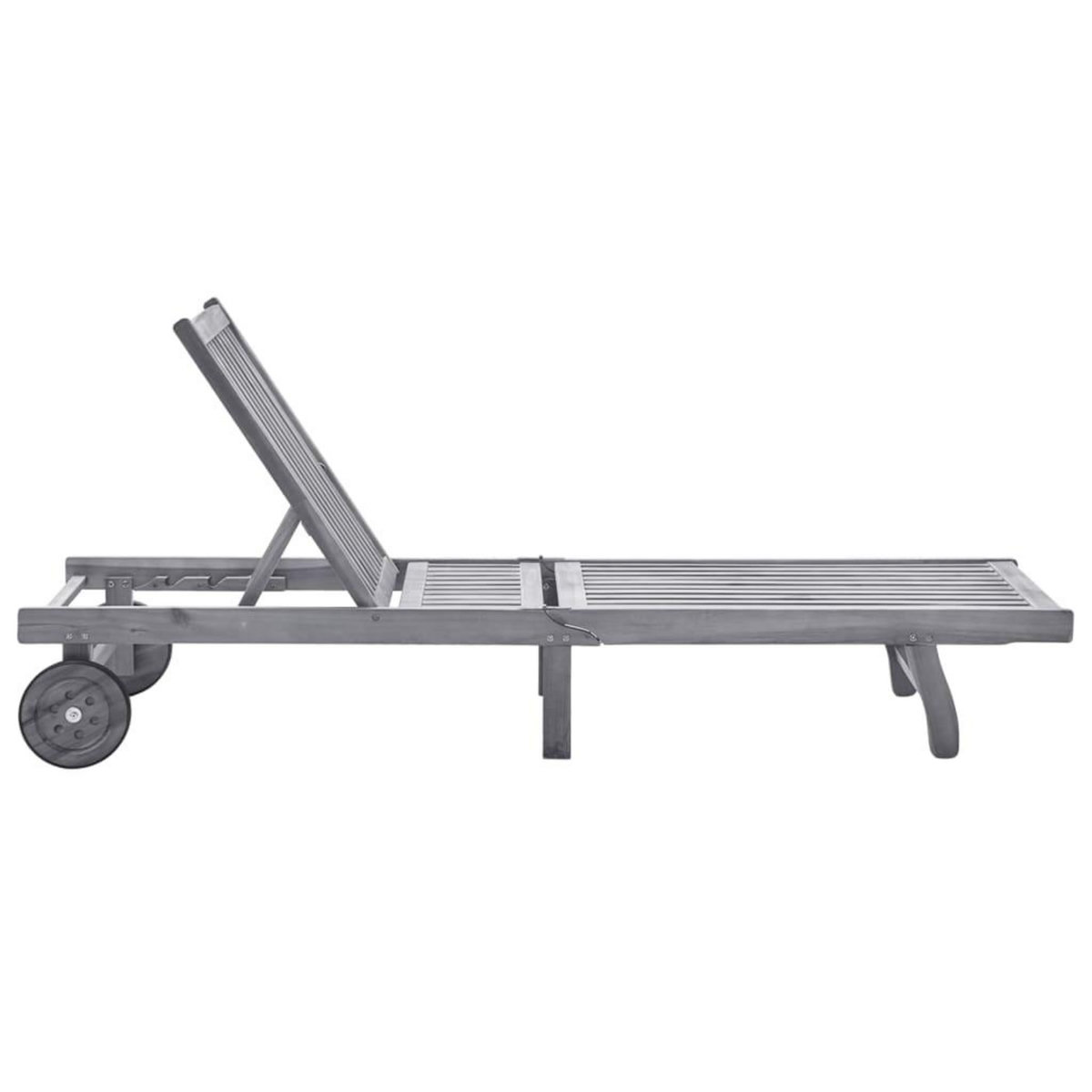 VIDAXL Chaise longue de jardin avec coussin Gris Bois d'acacia solide