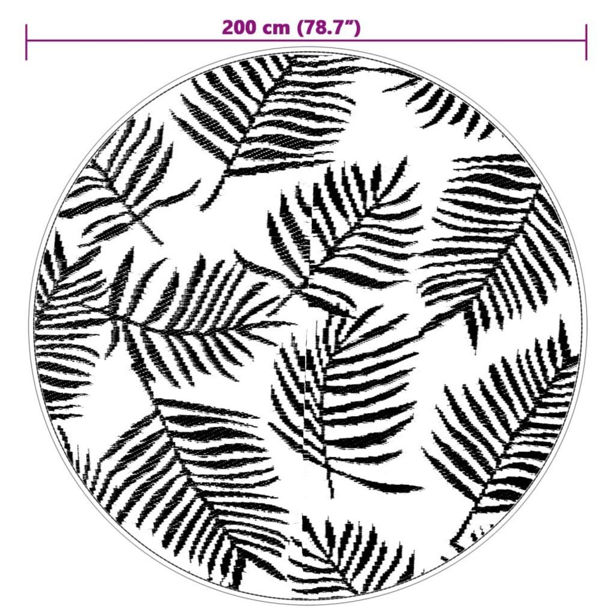 VIDAXL Tapis d'exterieur ARAKIL blanc et noir Ø200 cm PP