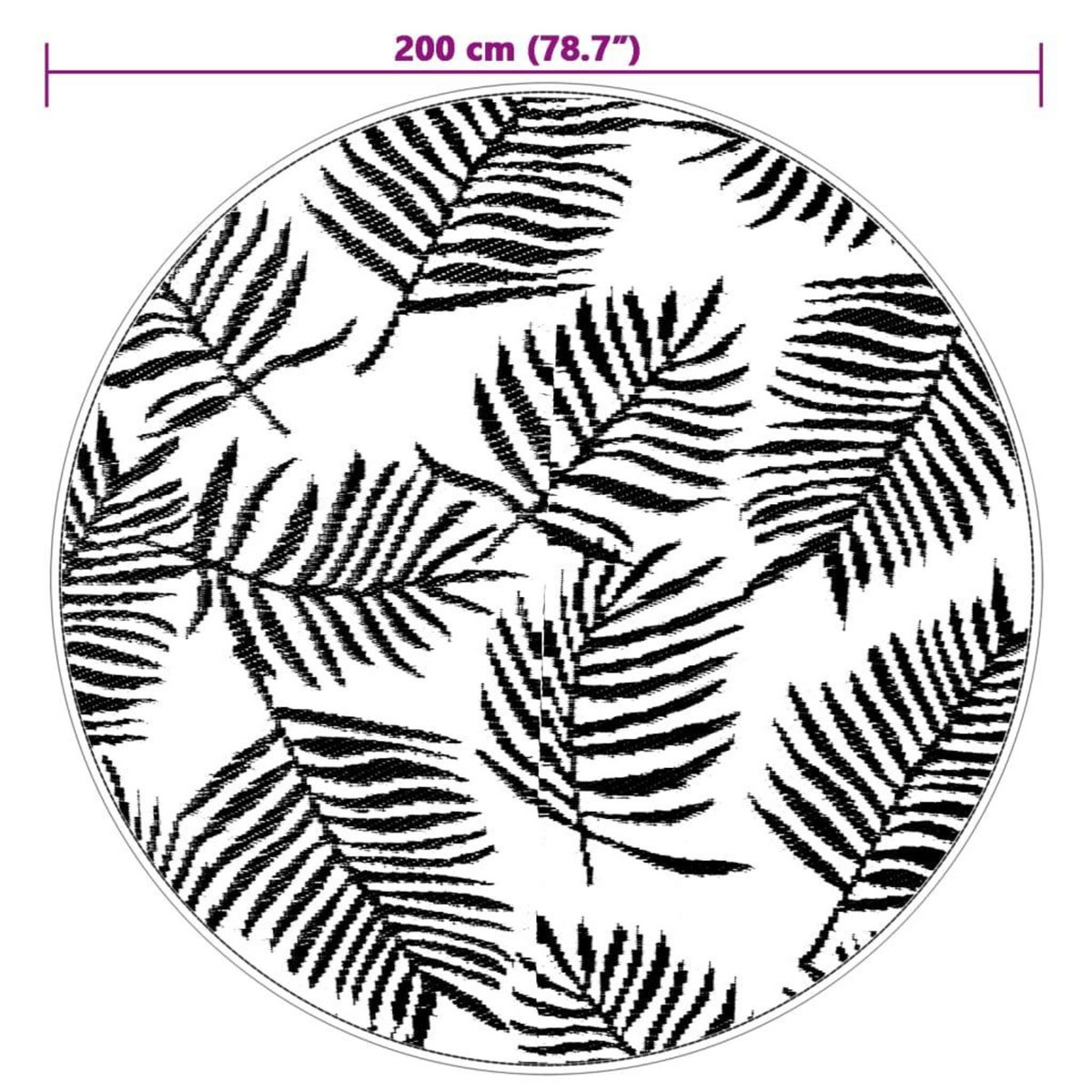 VIDAXL Tapis d'exterieur ARAKIL blanc et noir Ø200 cm PP