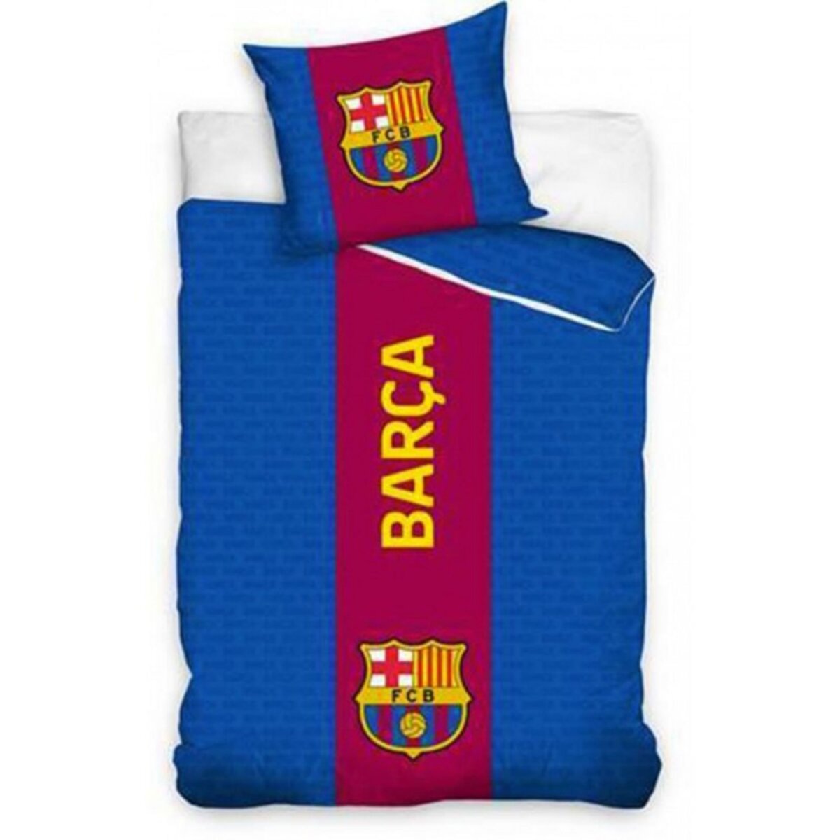 Home Football Déco - Parure de lit coton Enfant FC Barcelone Barça - Housse de Couette 140x200 cm Taie 65x65 cm