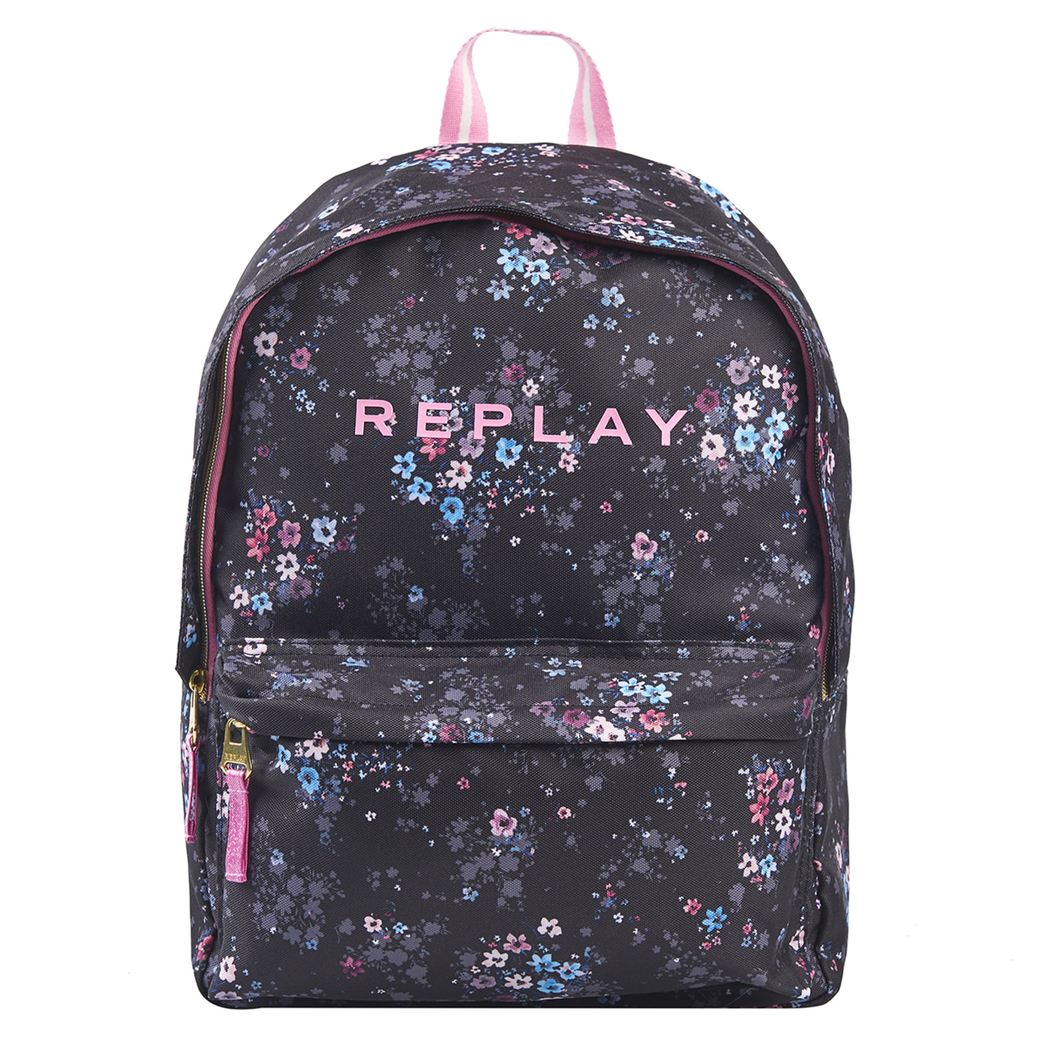 Voir la diapositive 1 : REPLAY Sac à dos 1 compartiment noir motif fleurs REPLAY