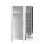 Voir la diapositive 3 : PARISOT Armoire VARIA - Décor blanc - 3 portes battantes + miroir + 2 tiroirs - L 120 x H 185 x P 51 cm - PARISOT
