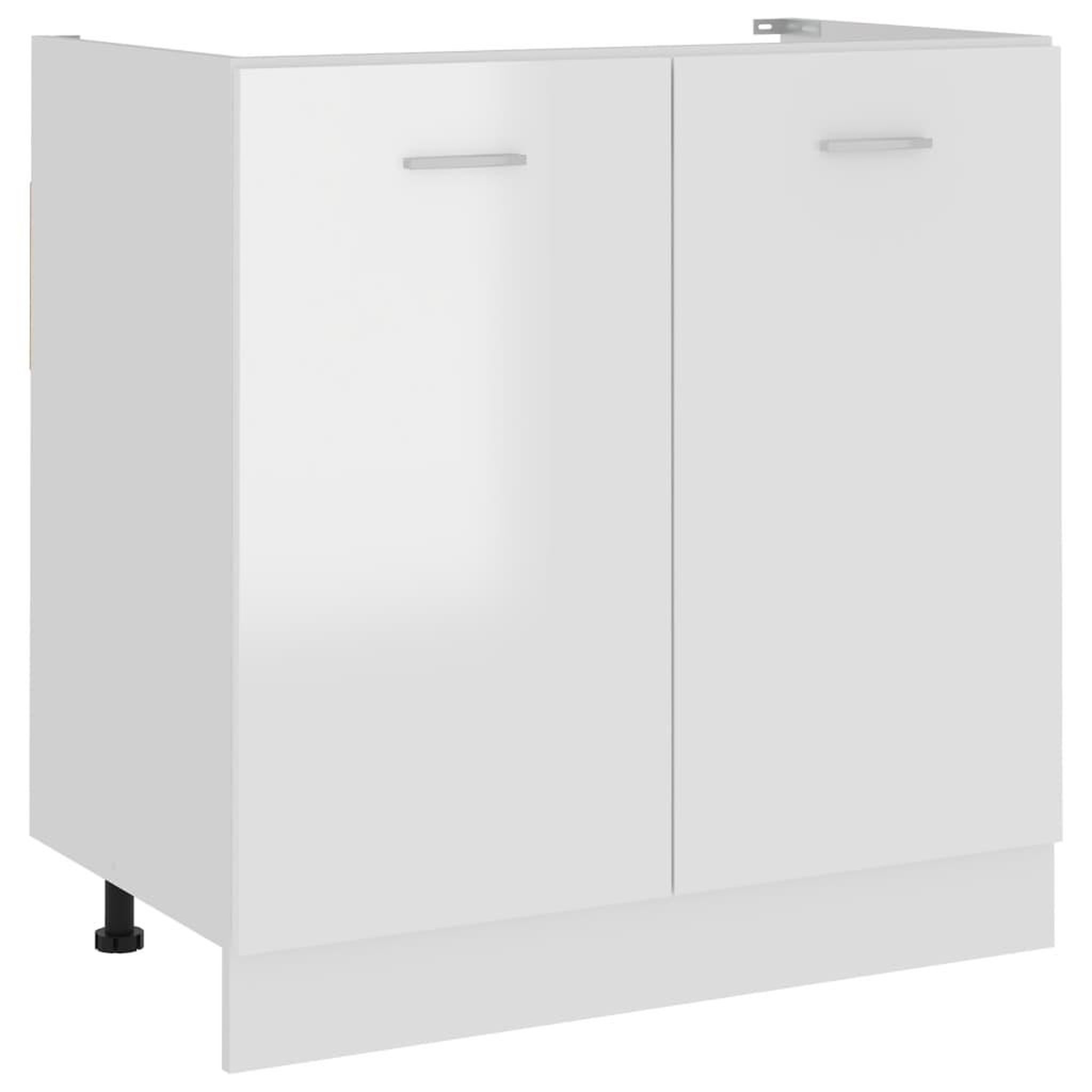 Voir la diapositive 1 : VIDAXL Armoire de plancher d'evier Blanc brillant Bois d'ingenierie