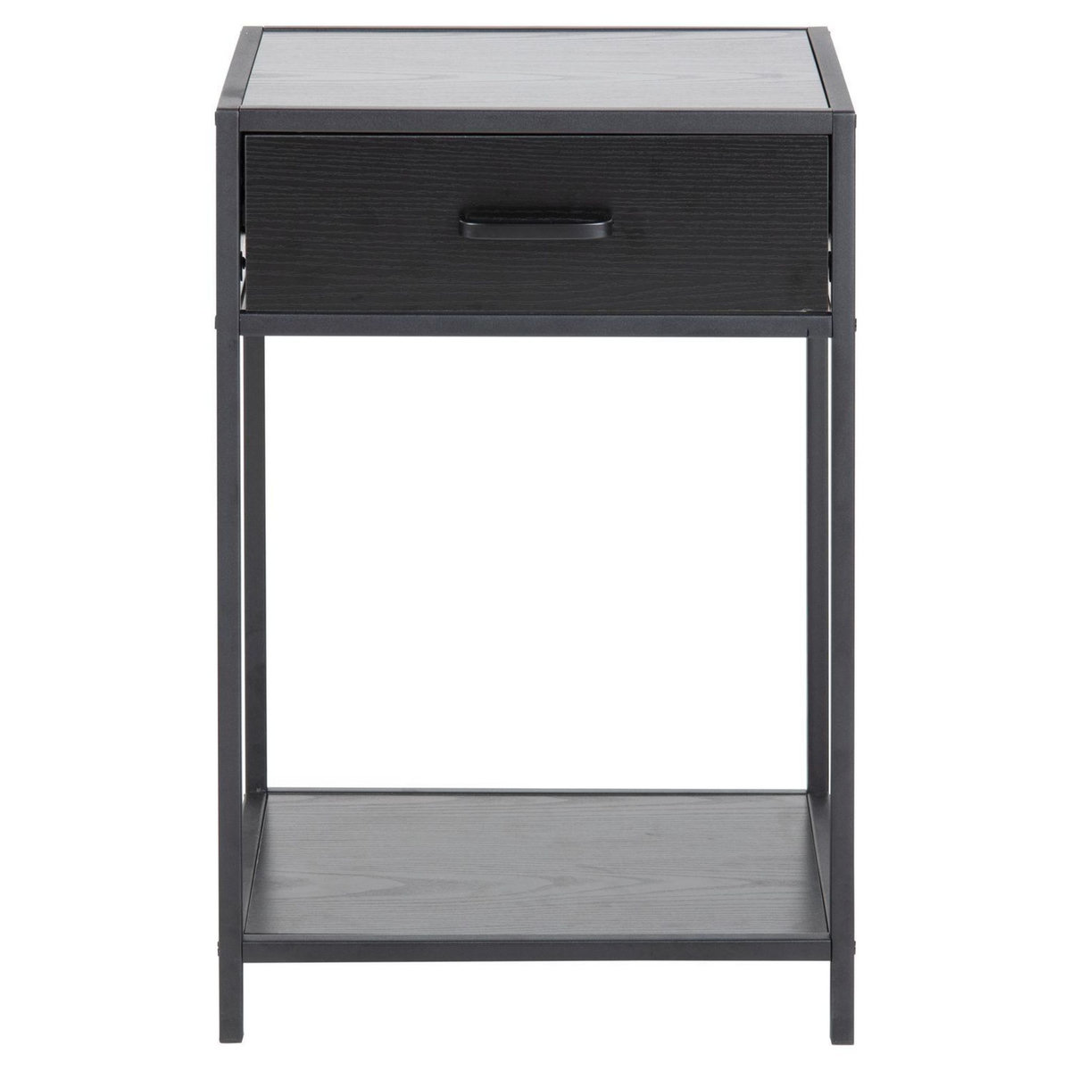 TOILINUX Table de chevet ou d'appoint 1 étagère et un tiroir en MDF et métal