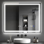 Voir la diapositive 2 : HOMCOM Miroir lumineux LED salle de bain 100 x 80 cm bluetooth interrupteur tactile lumière réglable 3 couleurs fonction anti-buée et mémoire