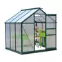 OUTSUNNY Serre de jardin aluminium polycarbonate 3,65 m² dim. 1,9L x 1,92l x 2,01H m lucarne, porte coulissante + fondation incluse alu. vert polycarbonate transparent