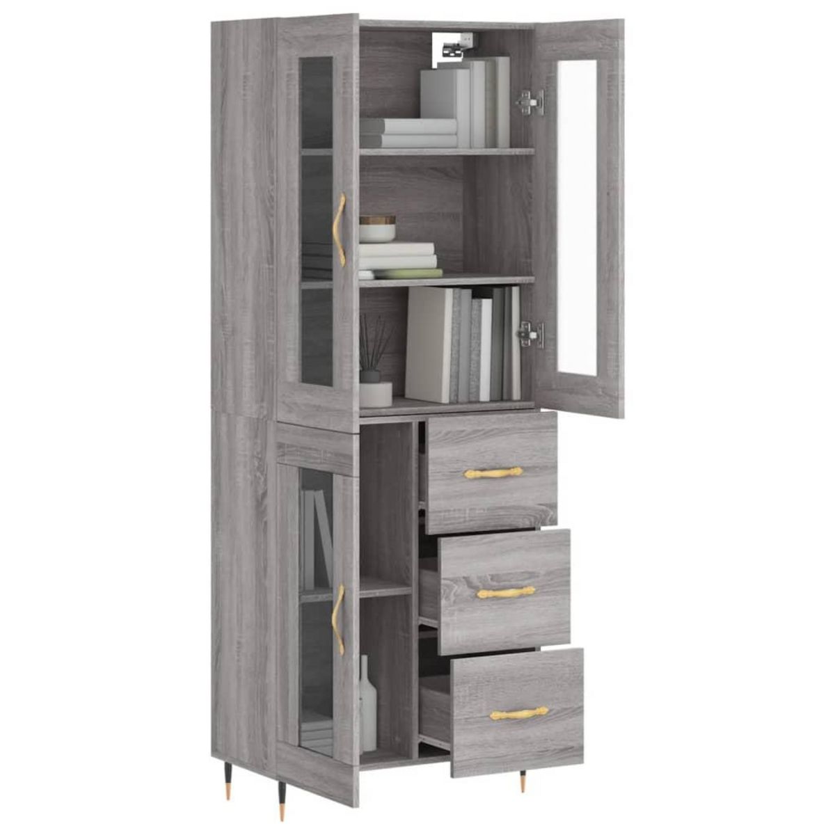 VIDAXL Buffet haut Sonoma gris 69,5x34x180 cm Bois d'ingenierie