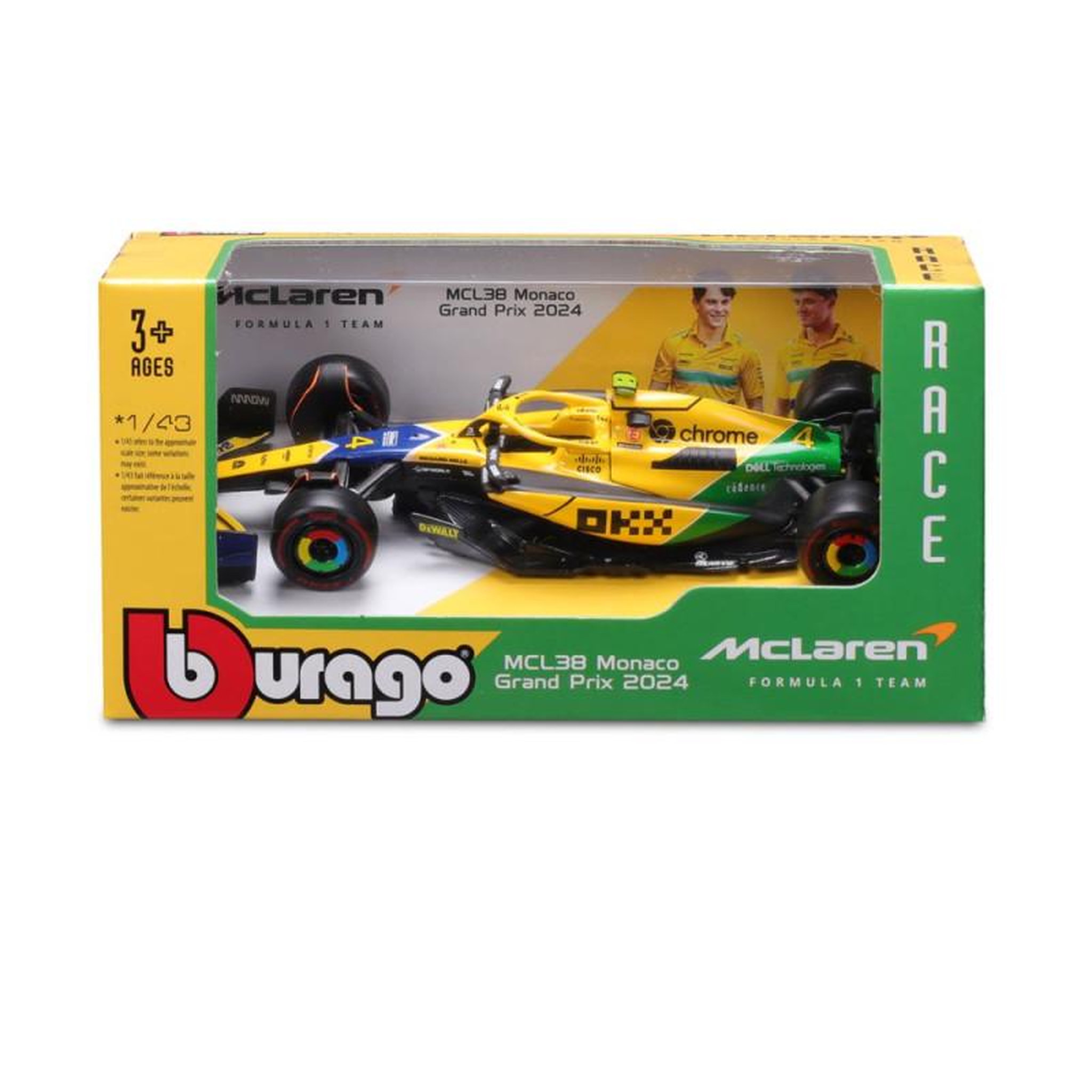 BBurago Véhicule Bburago F1 McLaren MCL38 Monaco GP 2024 Norris