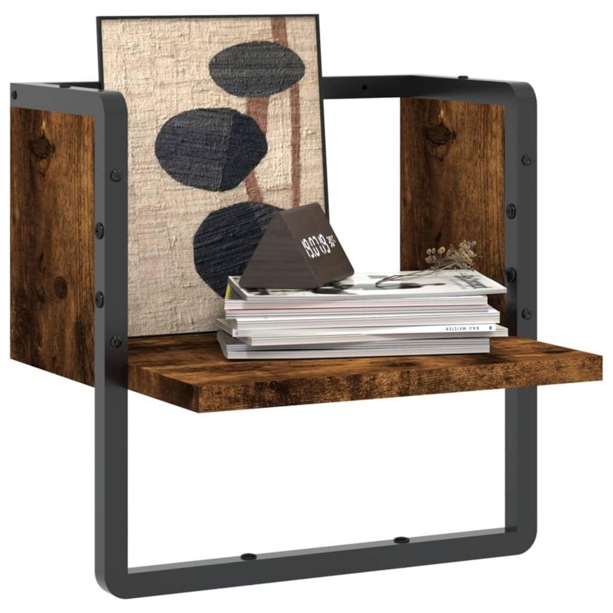 VIDAXL Etagere murale avec barre chene fume 30x25x30 cm